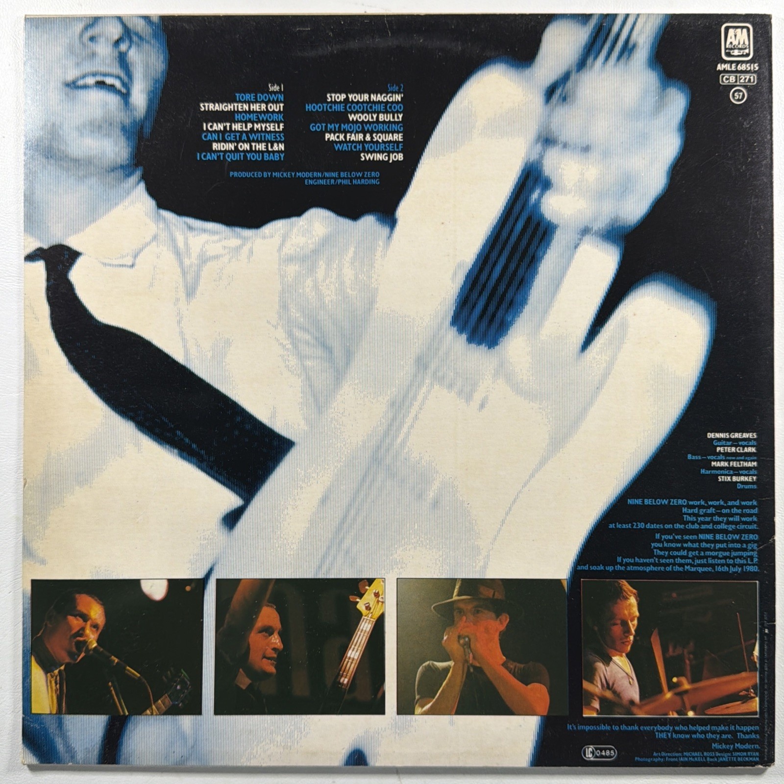Nine Below Zero - Live At The Marquee LP A&M Records AMLE 68515 EX Holland 1980 - Image 2