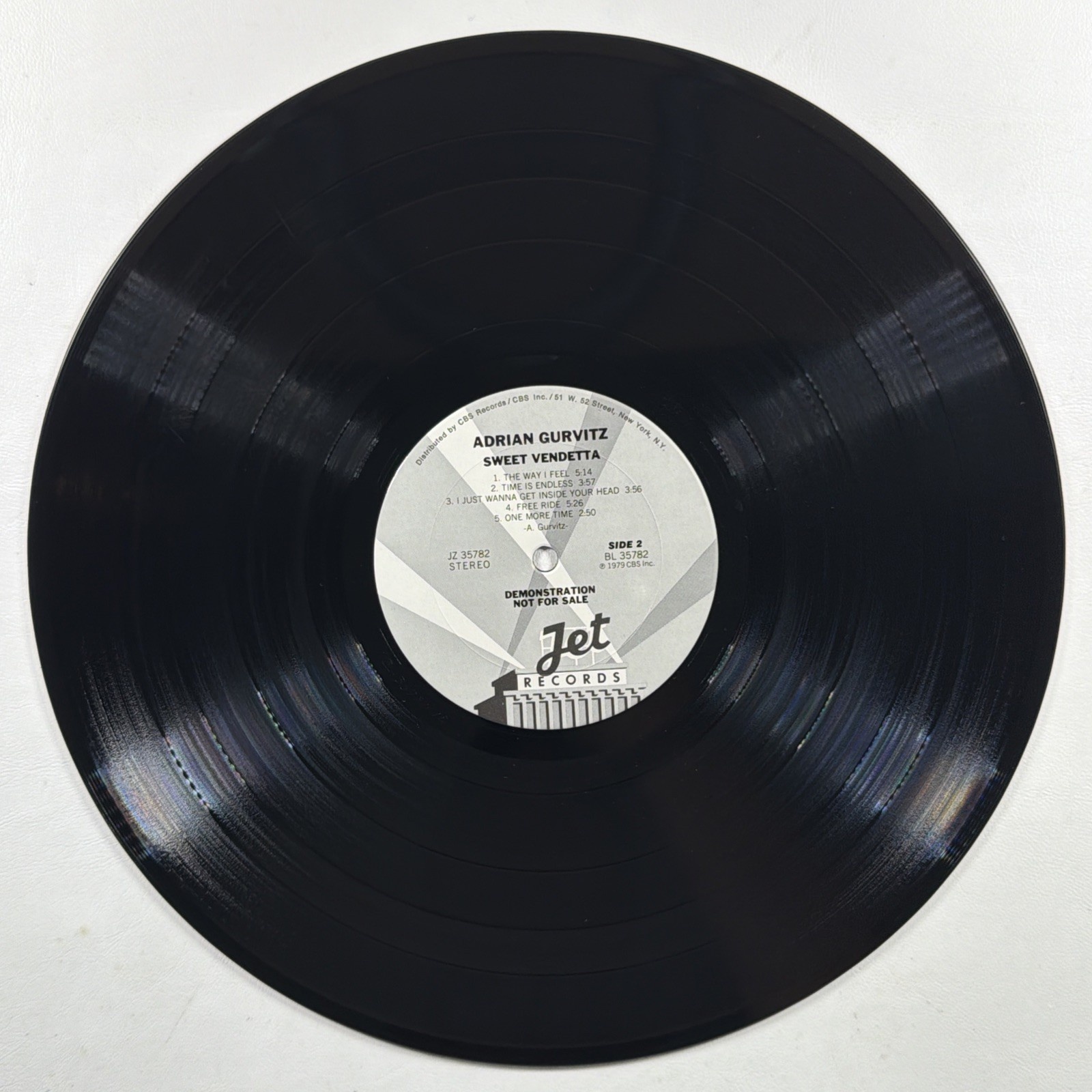 Adrian Gurvitz - Sweet Vendetta LP Jet Records JZ35782 EX 1979 White Promo - Image 5