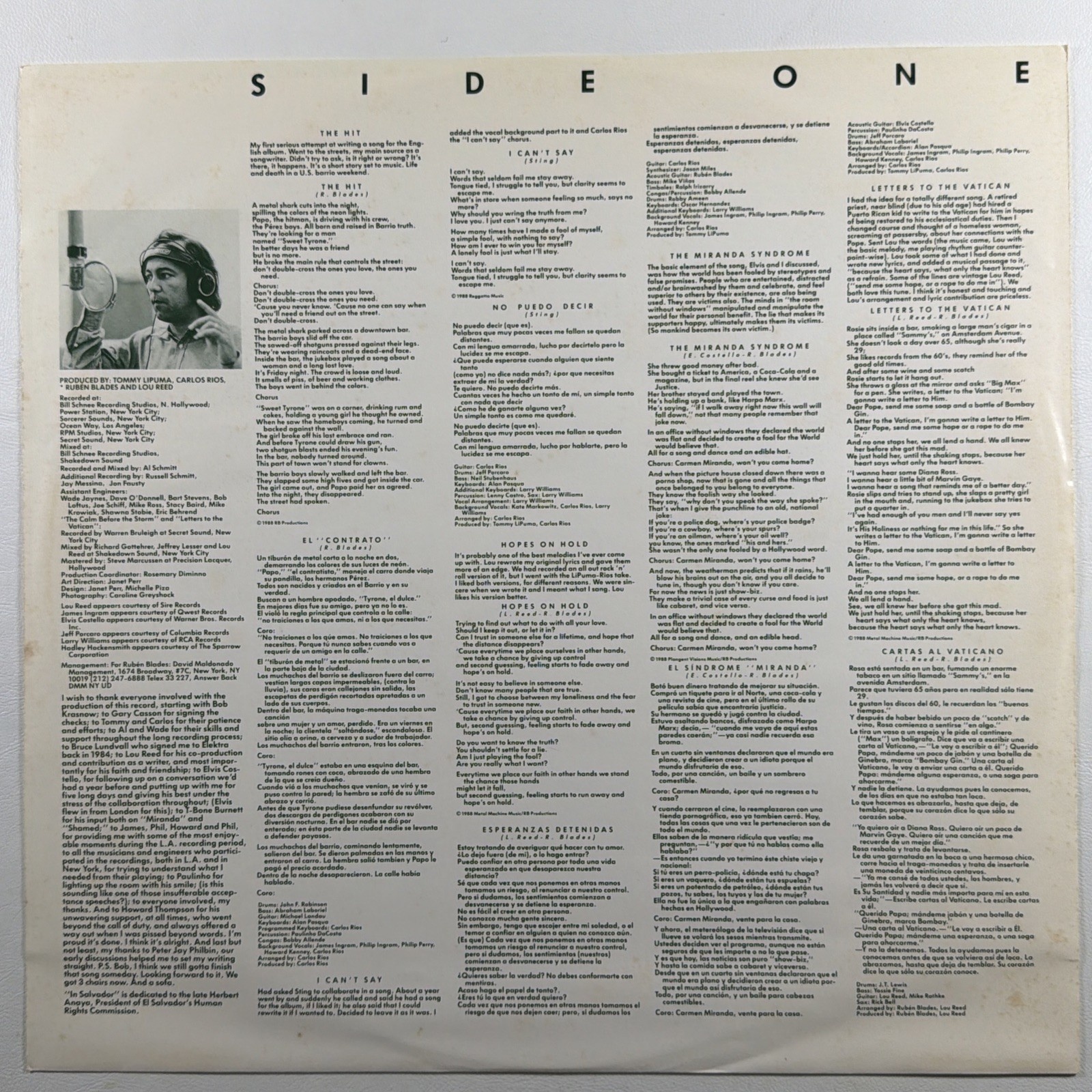 Rubén Blades - Nothing But The Truth LP Elektra 9 60754-1 NM 1988 Latin Rock - Image 3