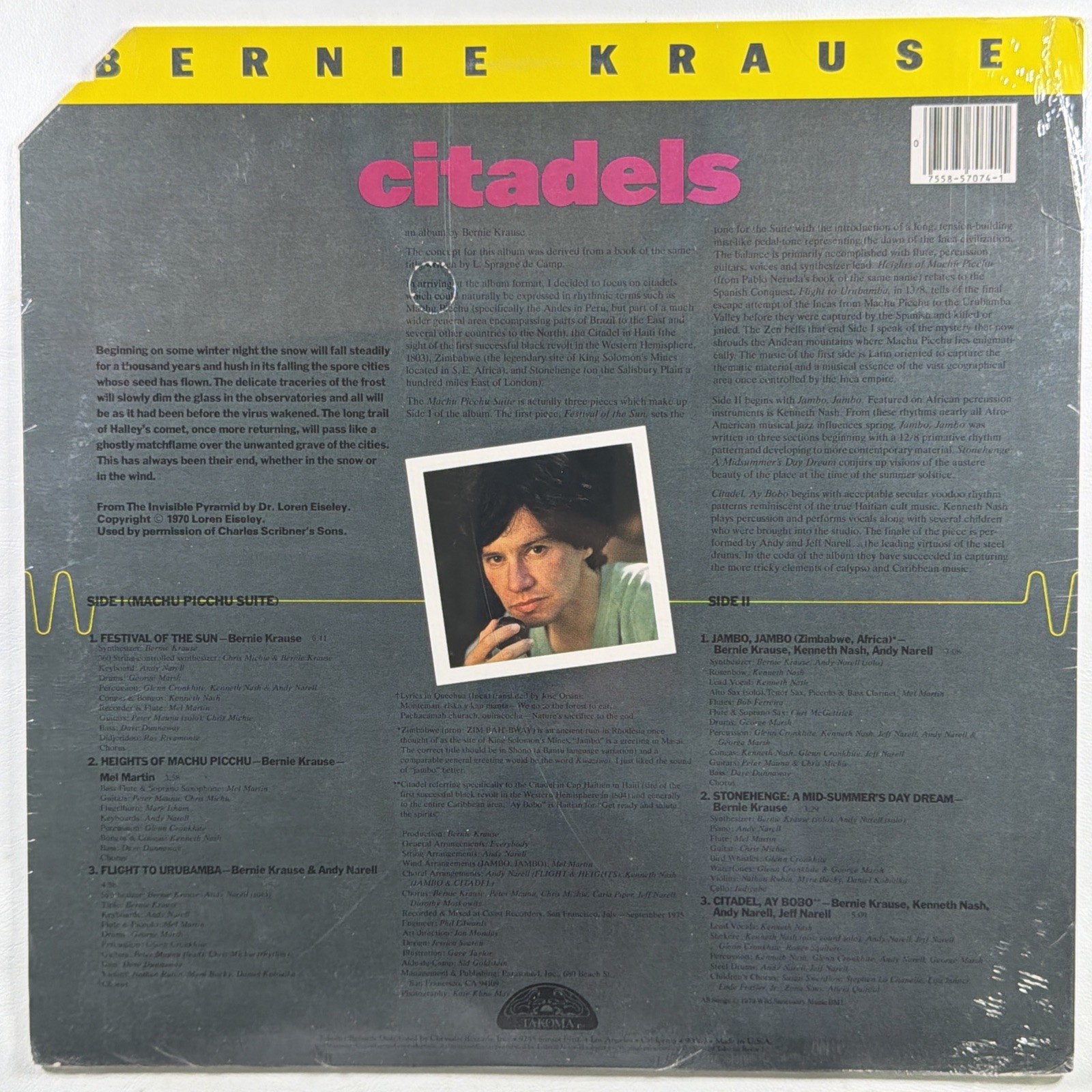 Bernie Krause - Citadels Of Mystery LP Takoma TAK 7074 Sealed 1979 Latin Jazz - Image 2