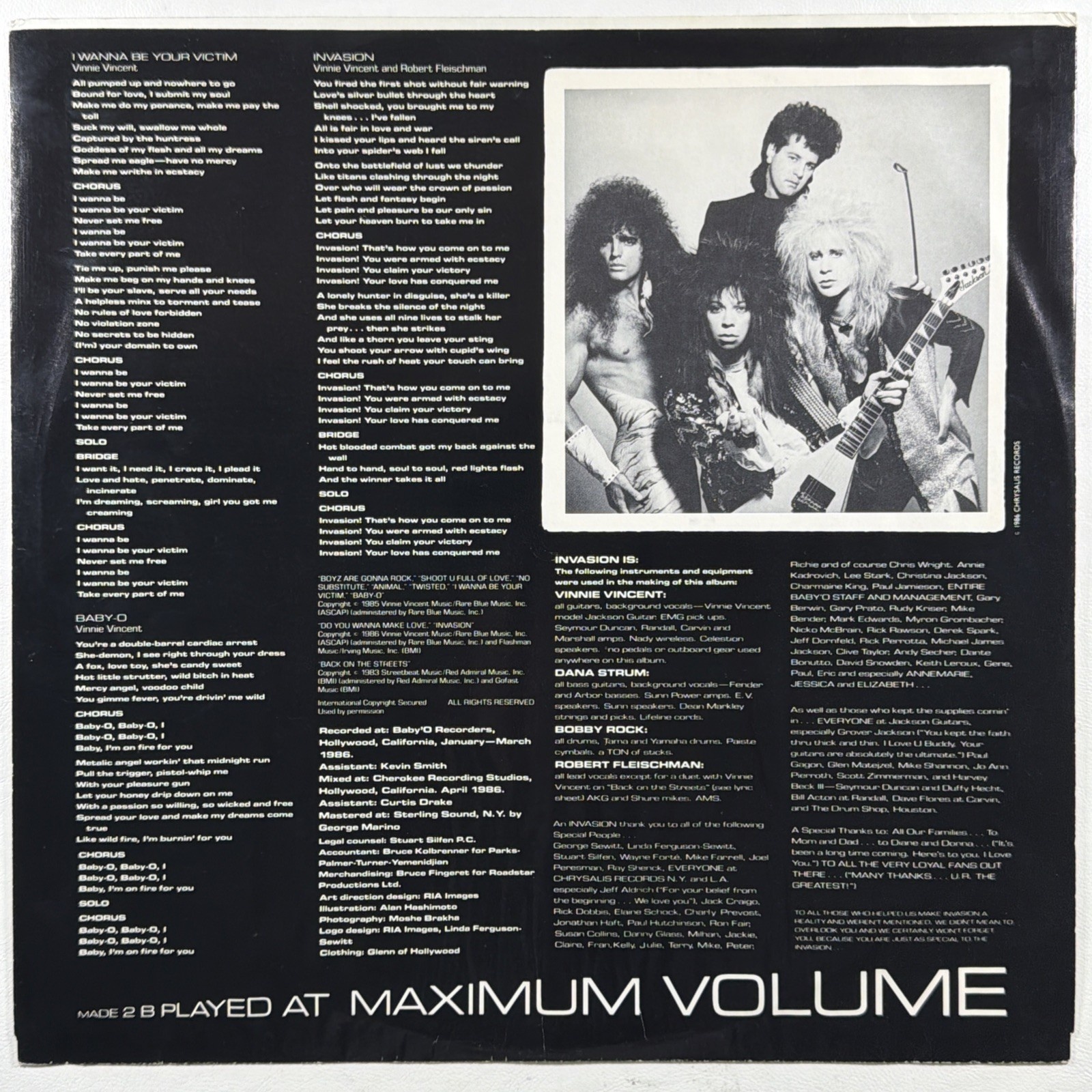 Vinnie Vincent - Invasion LP Chrysalis BFV 41529 EX Hard Rock Glam - Image 3