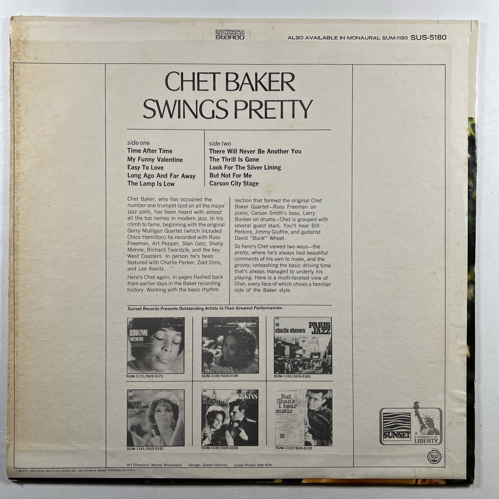 CHET BAKER - SWINGS PRETTY LP SUNSET RECORDS SUS-5180 VG Stereo - Image 2