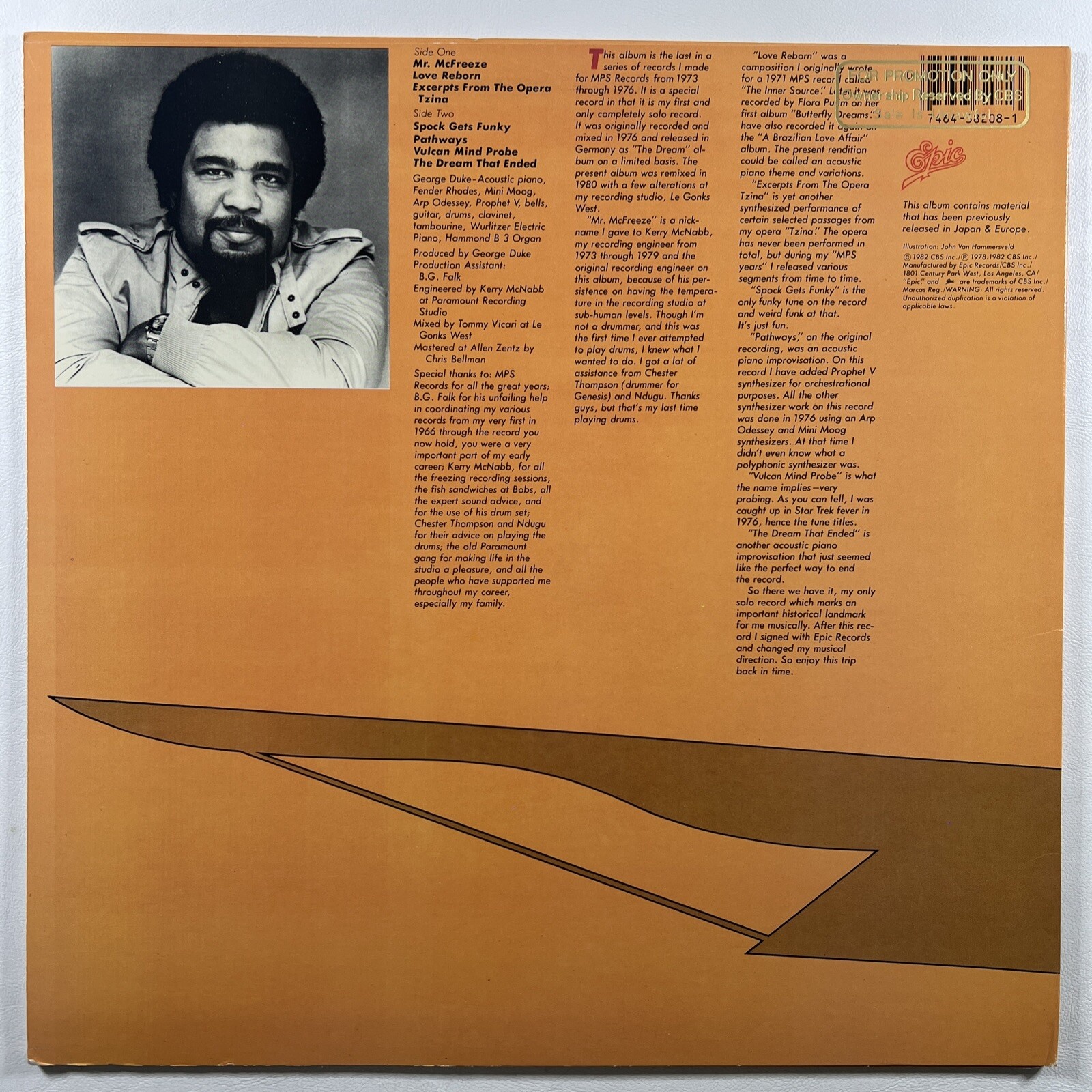 George Duke - The 1976 Solo Keyboard Album LP Epic FE 38208 EX Promo 1982 - Image 2