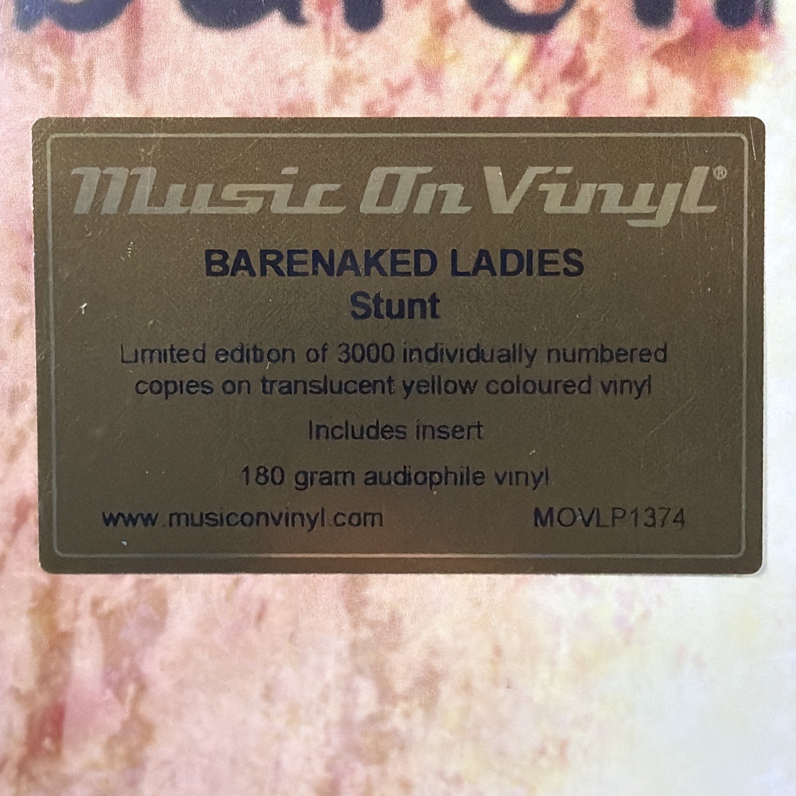Barenaked Ladies - Stunt LP MOVLP1374 Sealed Ltd Ed 124/3k Yellow 180g EU Insert - Image 2