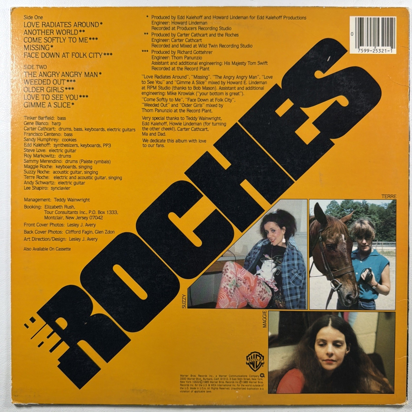 The Roches - Another World LP Warner Bros. 1-25321 EX 1985 Maggie Suzzy Terre - Image 2