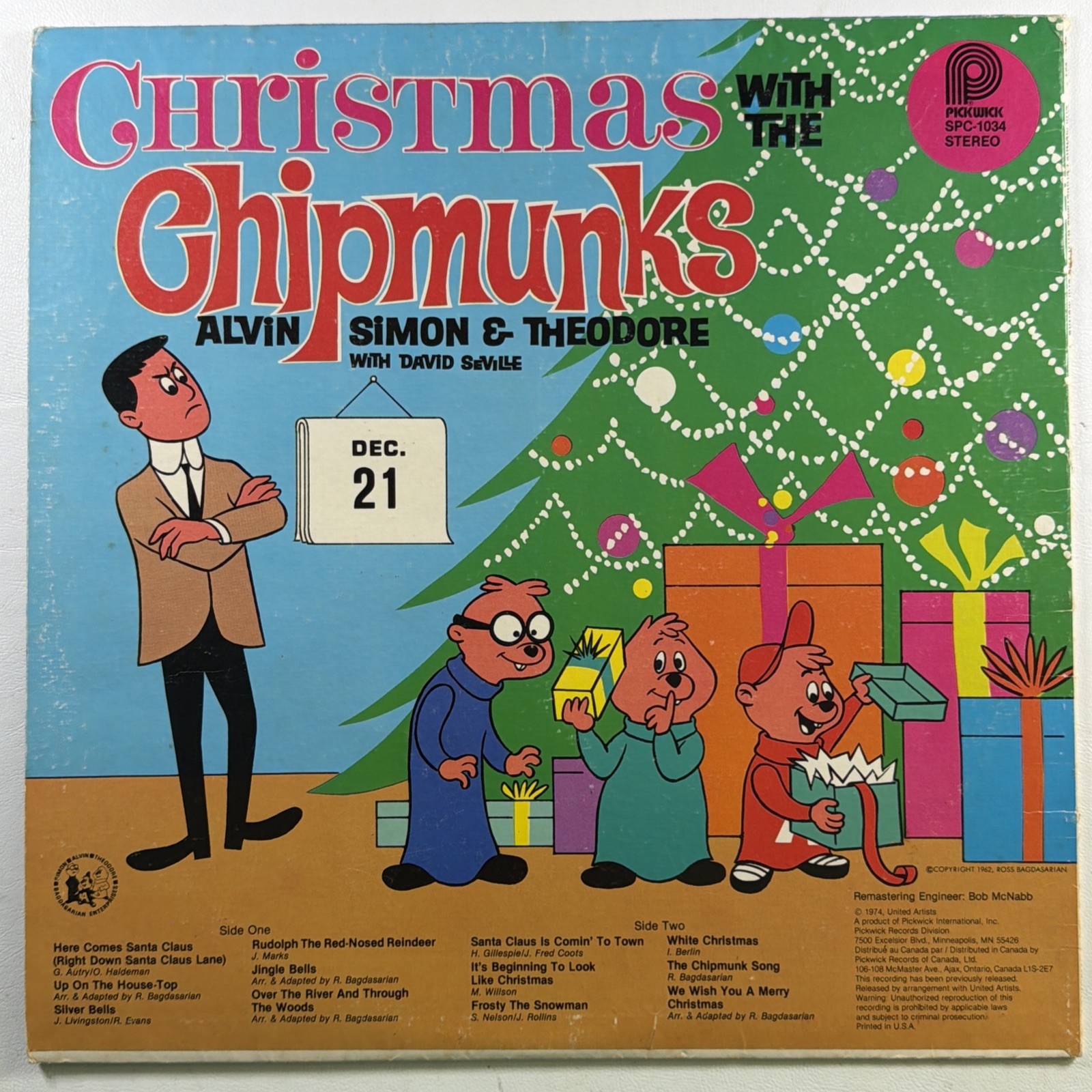 The Chipmunks—Christmas With The Chipmunks LP Pickwick SPC-1034 VG 1974 - Image 2