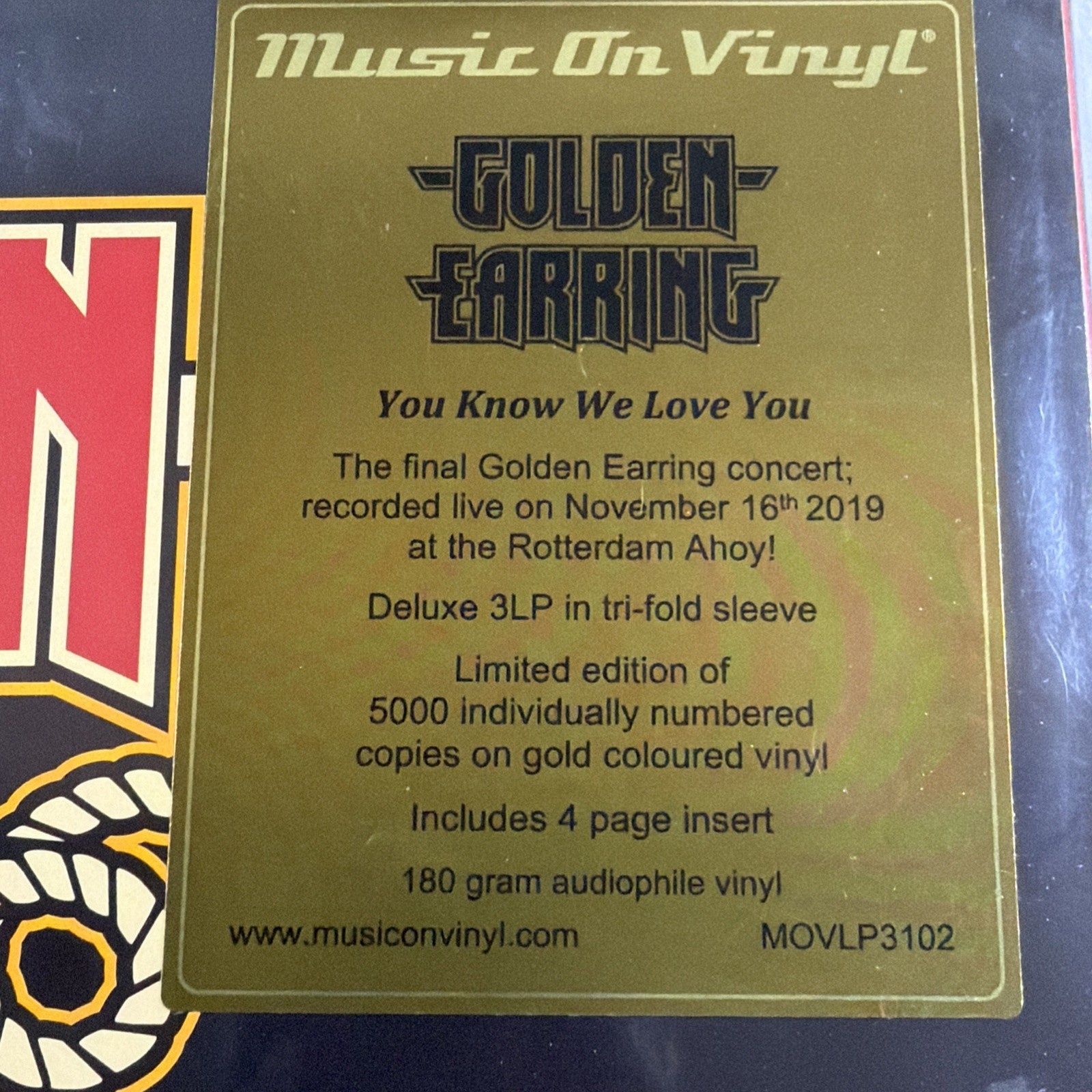 Golden Earring - You Know We Love You! 3LP MOVLP3102 Sealed Ltd Ed 5k Gold Live - Image 2