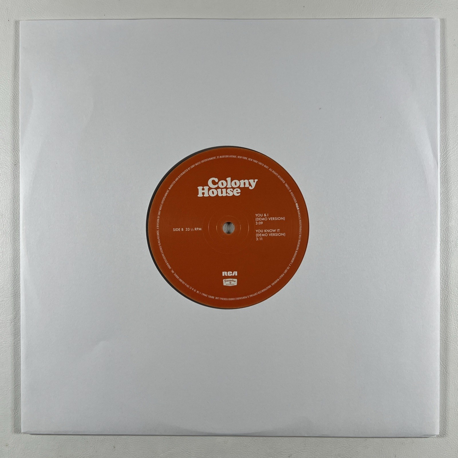 Colony House - You And I & You Know It 10” Single RCA Ltd Ed Clear 2016 45RPM - Image 3