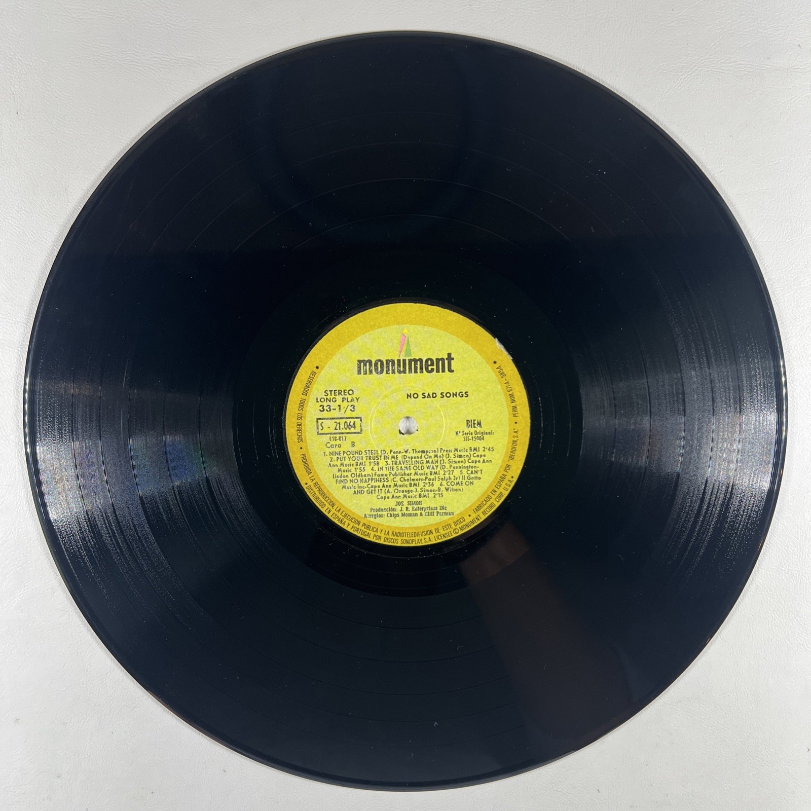Joe Simon - No Sad Songs LP Monument S-21.064 VG+ Spain 1968 180g - Image 4