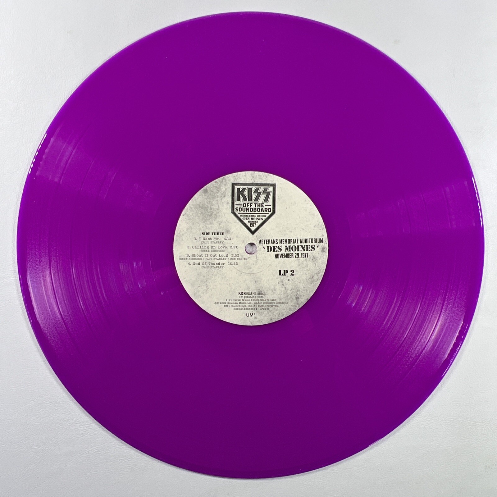 KISS - Off The Soundboard: Des Moines 1977 2LP UM EX Purple 180 Gram - Image 5