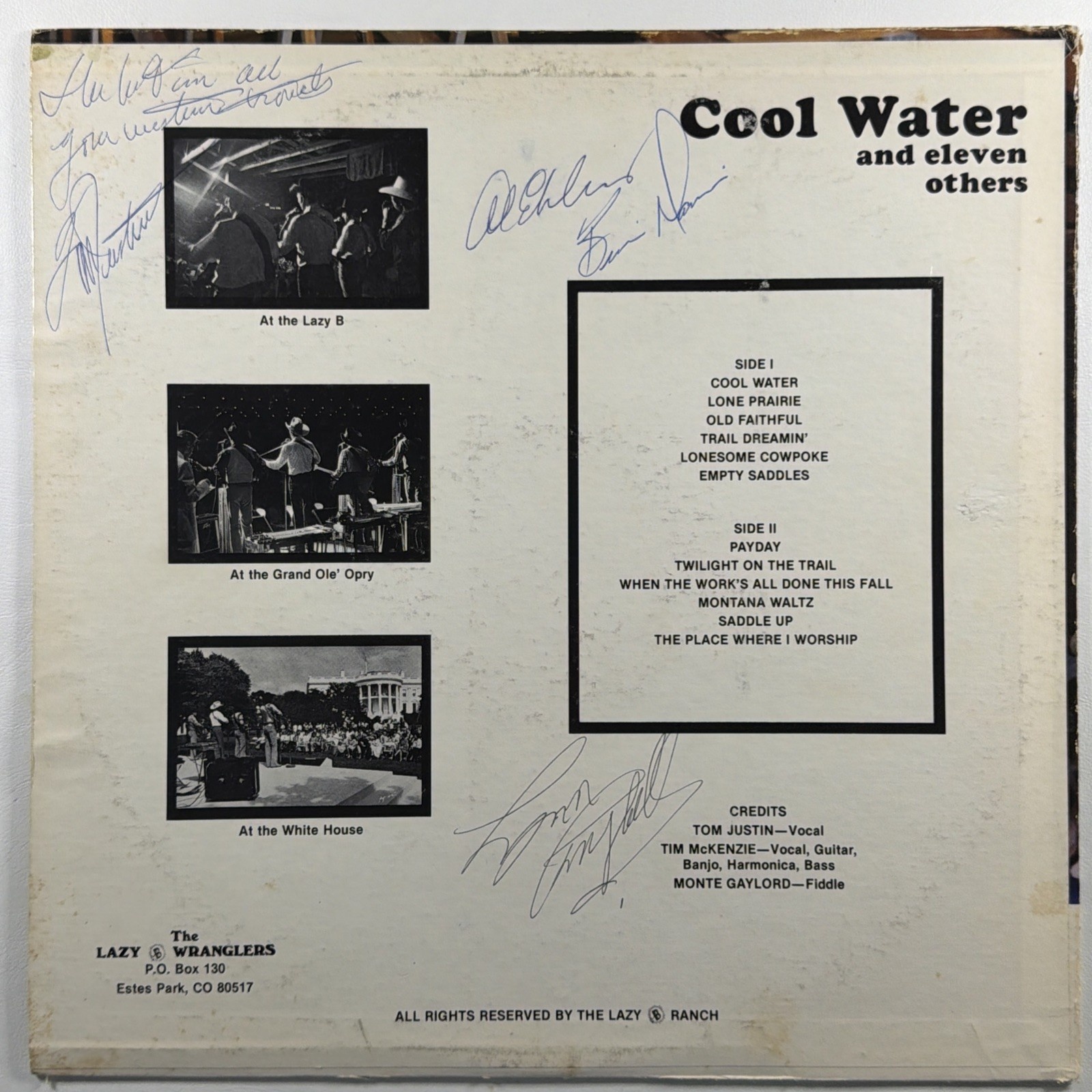 The Lazy B Wranglers - Cool Water And Eleven Others LP Lazy Ranch EX Autographs - Image 2
