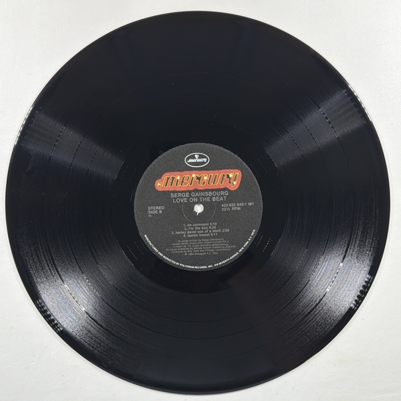 Serge Gainsbourg – Love On The Beat LP Mercury 8228491 M1 VG+ 1984 Rock Funk - Image 4