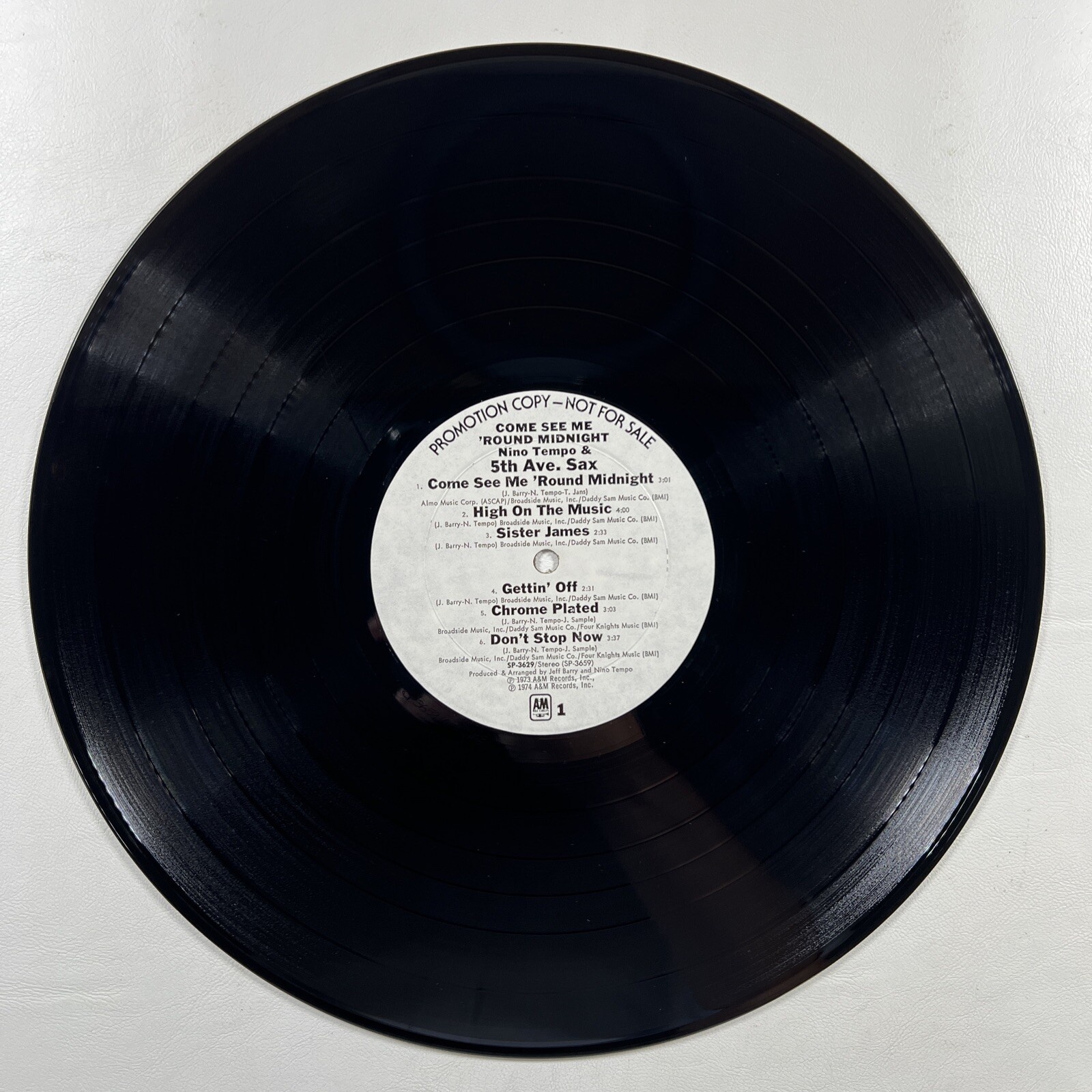 Nino Tempo & 5th Ave Sax - Come See Me ‘Round Midnight LP A&M EX White Promo - Image 4