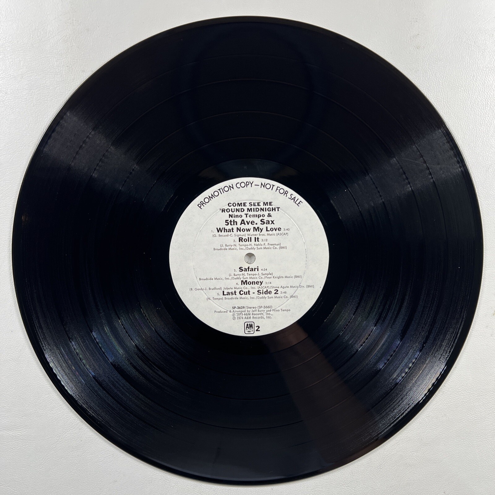 Nino Tempo & 5th Ave Sax - Come See Me ‘Round Midnight LP A&M EX White Promo - Image 5