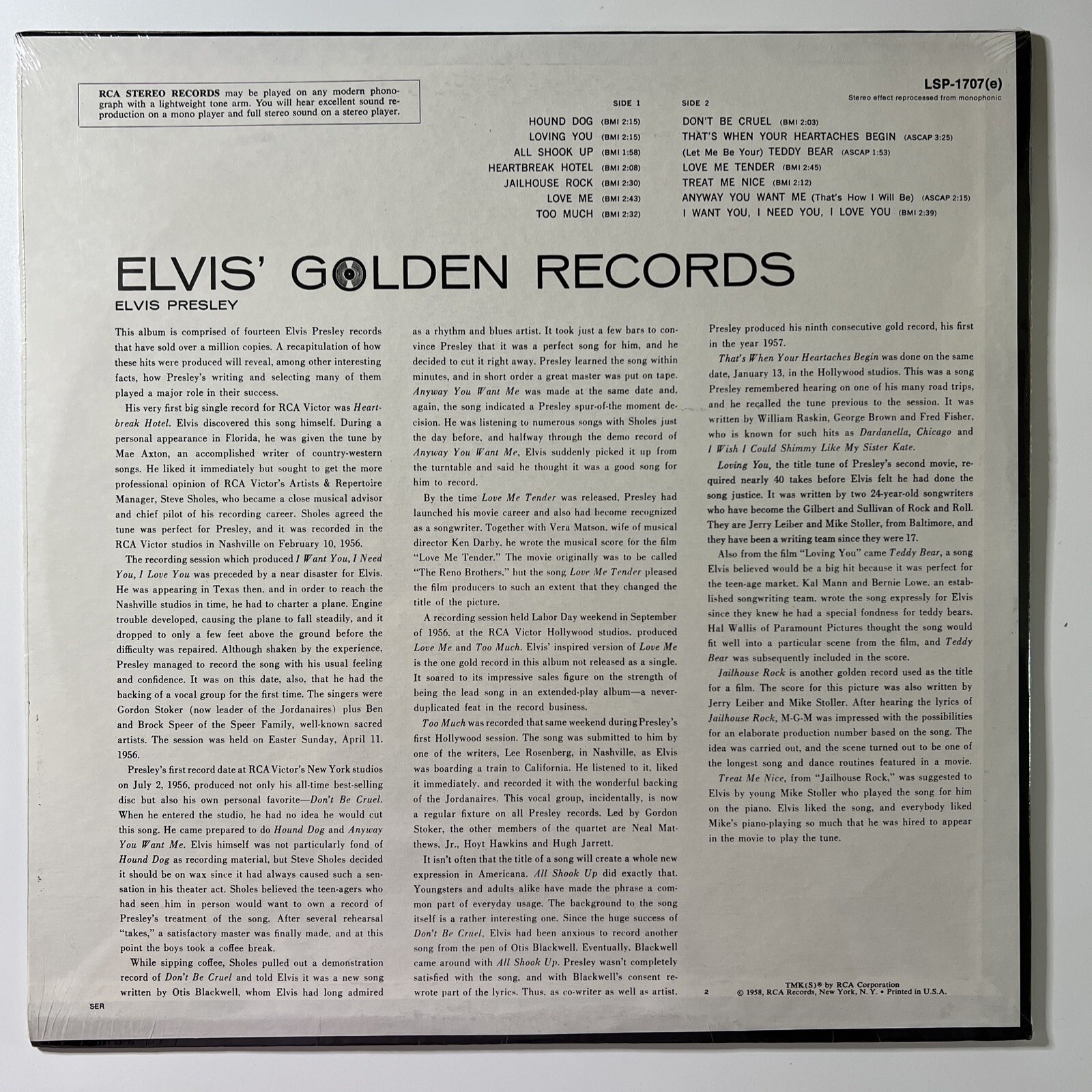 Elvis Presley - Elvis’ Golden Records SEALED LP RCA Vic LSP-1707(e) Reissue - Image 2