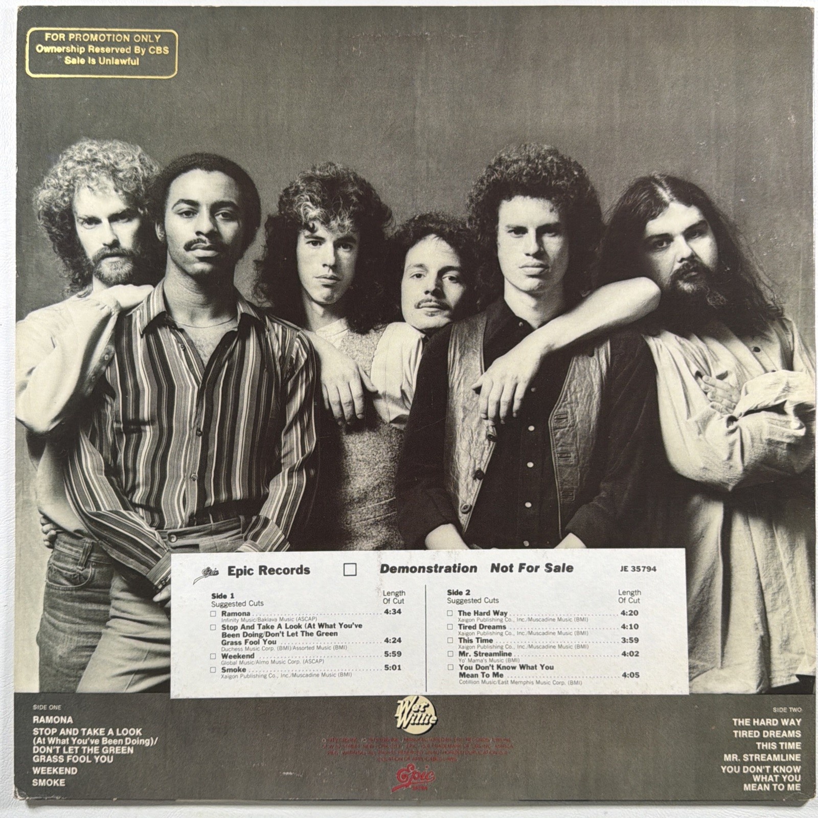 Wet Willie - Which One's Willie? LP Epic JE 35794 EX 1979 White Label Promo - Image 2