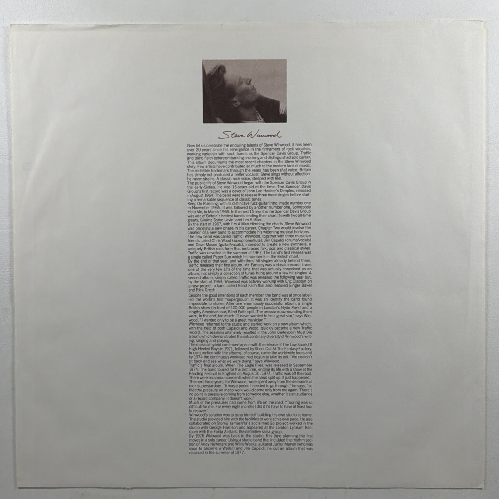 Steve Winwood - Chronicles LP Island Records 9 25666 1 VG+ 1987 Higher Love - Image 3
