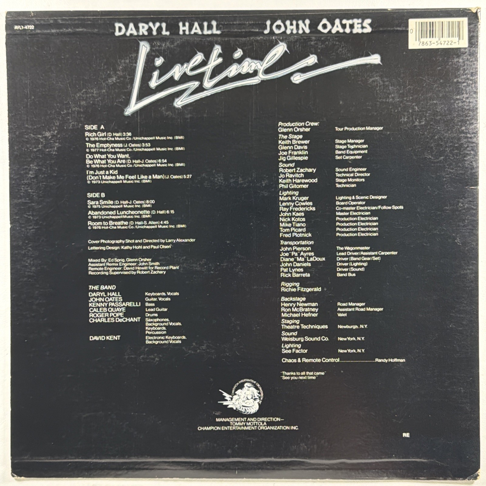 Daryl Hall & John Oates - Livetime LP RCA Victor AYL1-4722 VG+ 1978 Rich Girls - Image 2