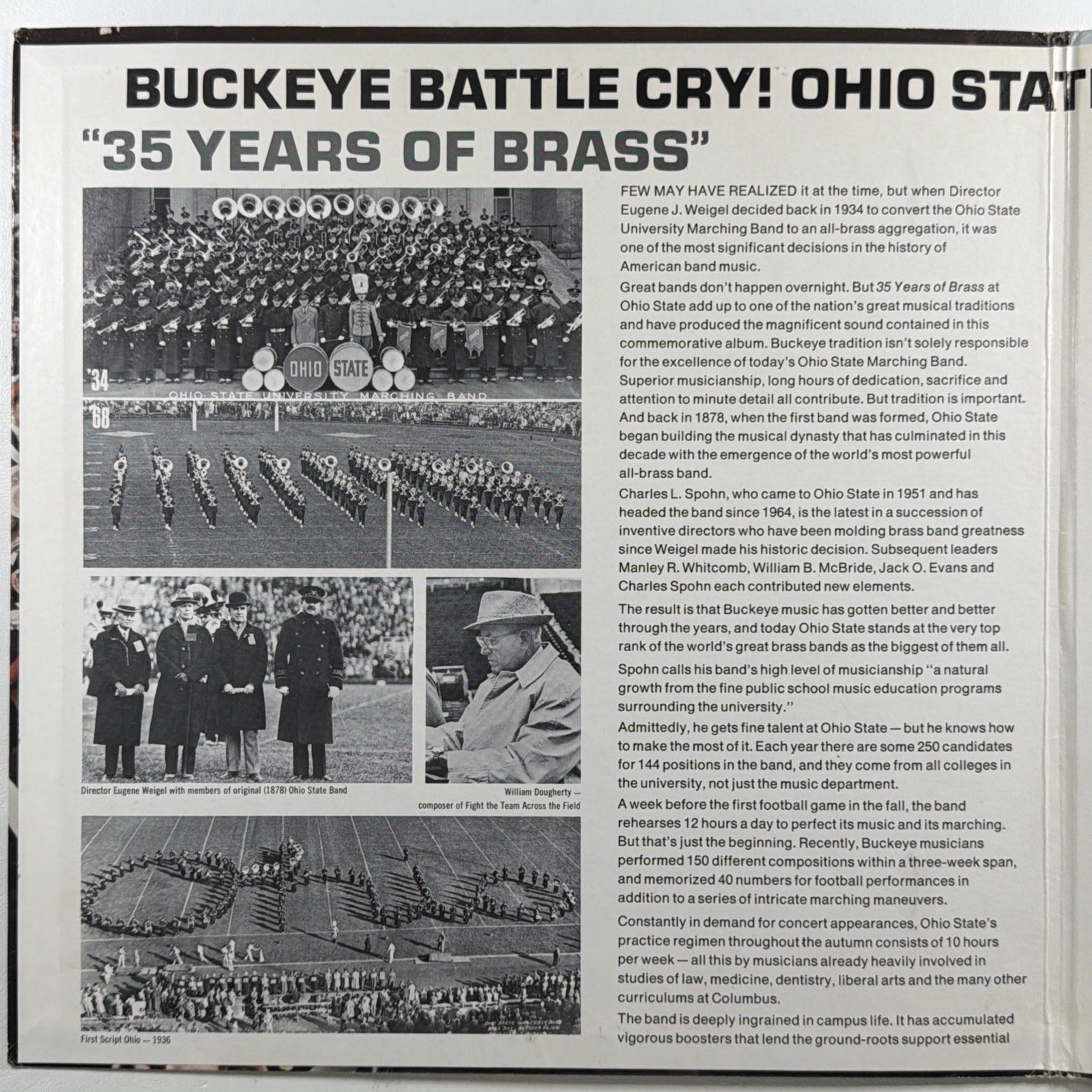 Buckeye Battle Cry - Ohio State University Marching Band LP LPS-1264 VG 1968 - Image 3