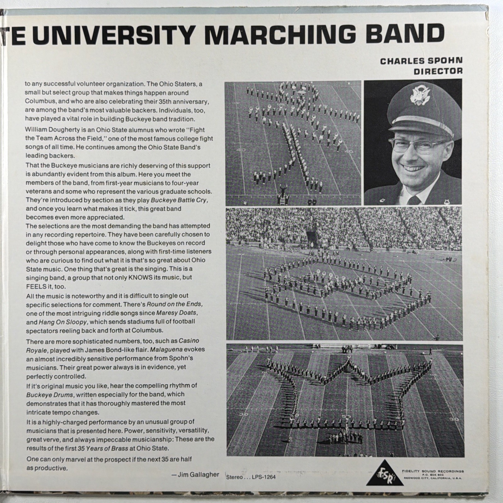 Buckeye Battle Cry - Ohio State University Marching Band LP LPS-1264 VG 1968 - Image 4