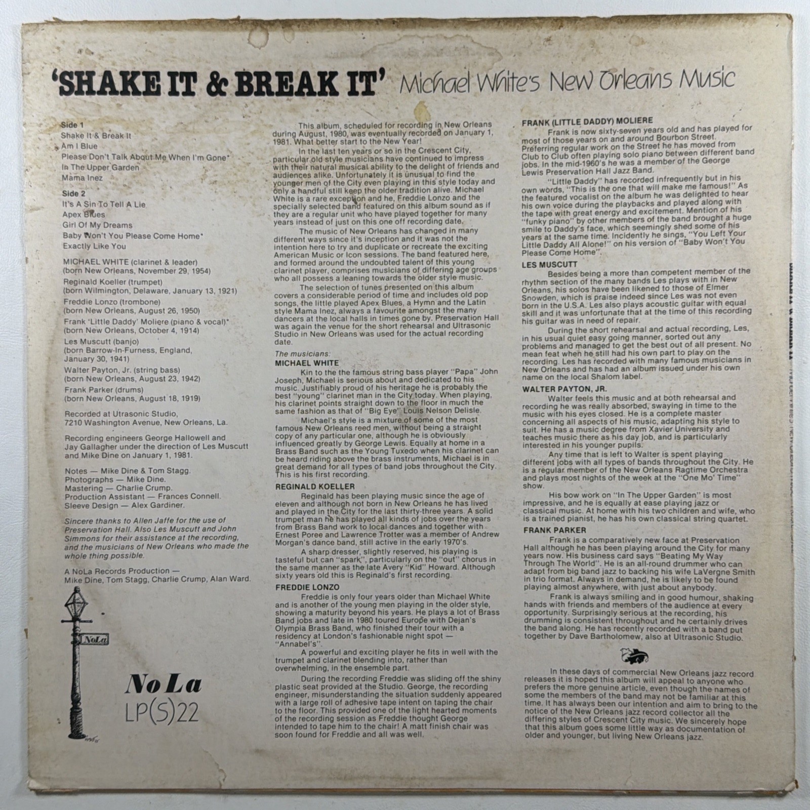 Michael White - Shake It & Break It Michael White's New Orleans Music LP 1987 NM - Image 2