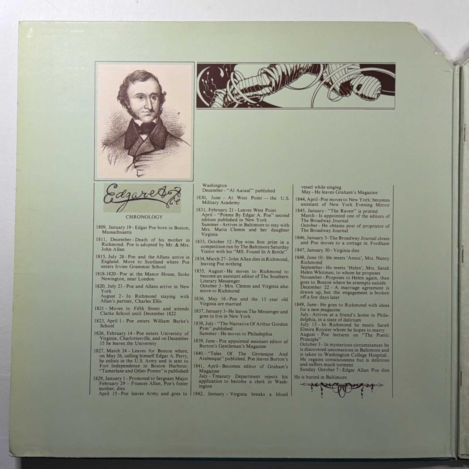 Alan Parsons Project - Tales Of Mystery…Edgar Allan Poe LP 20th Cent. EX Promo - Image 4