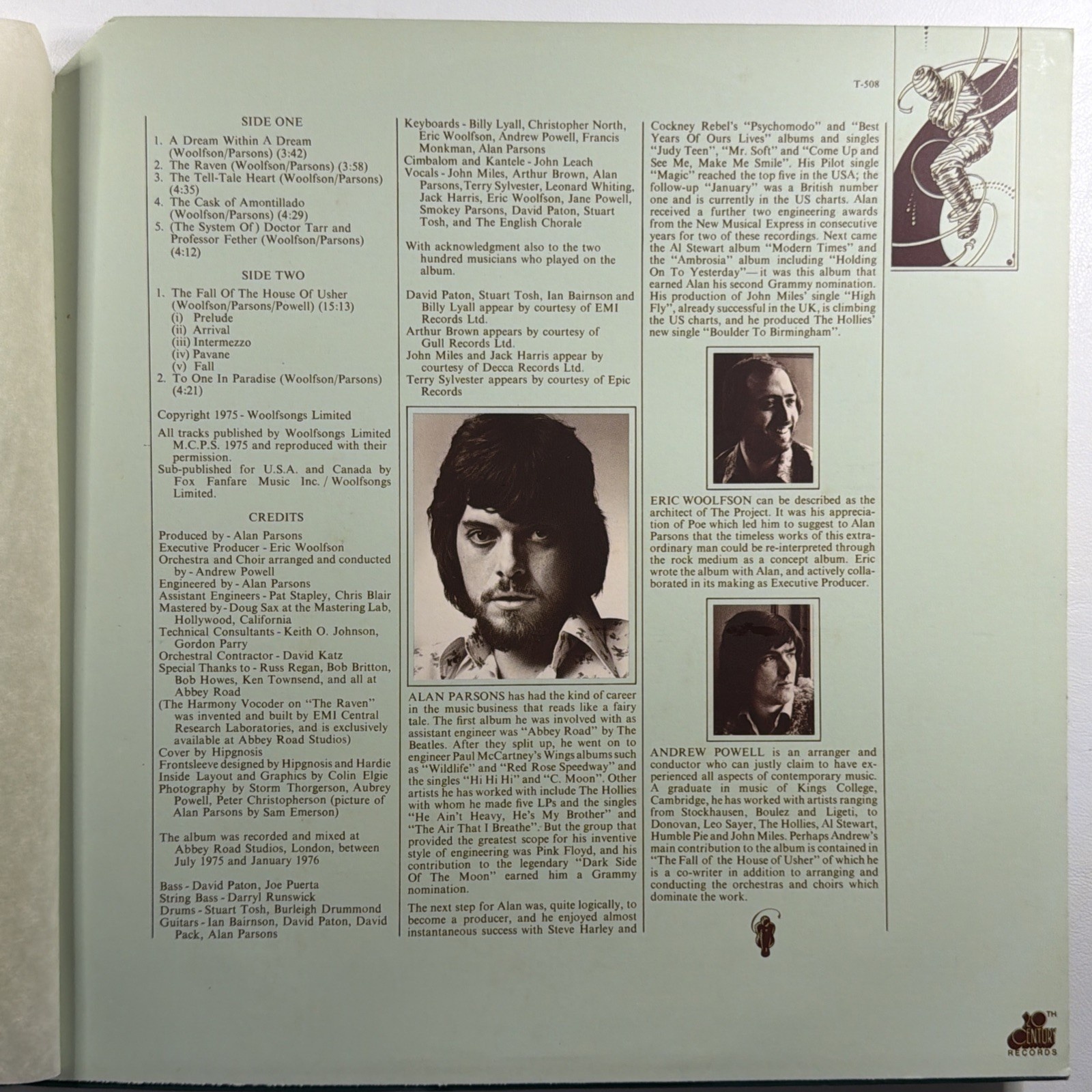 Alan Parsons Project - Tales Of Mystery…Edgar Allan Poe LP 20th Cent. EX Promo - Image 7