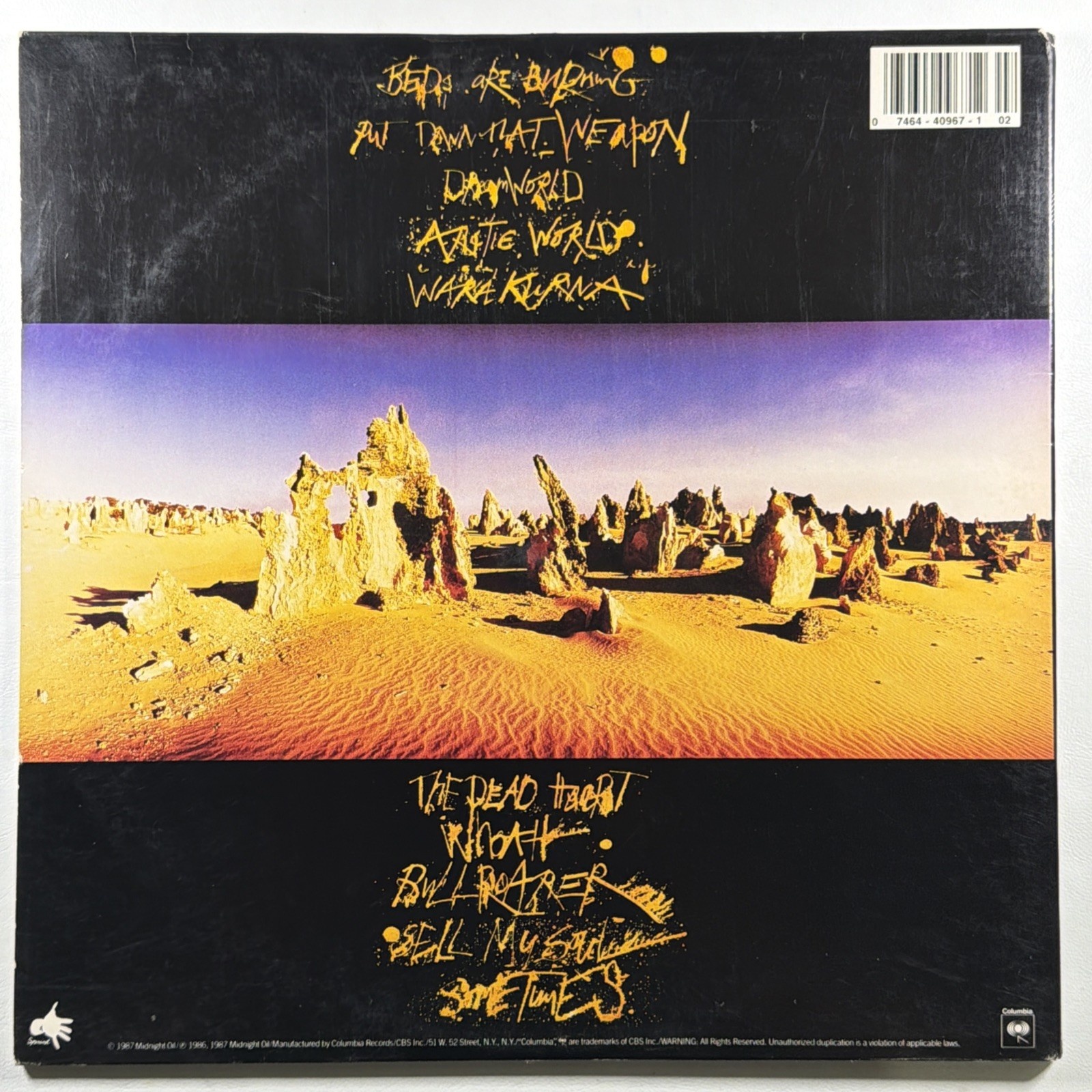 Midnight Oil - Diesel & Dust LP Columbia AL-40967 NM 1987 Gate Beds Are Burning - Image 2