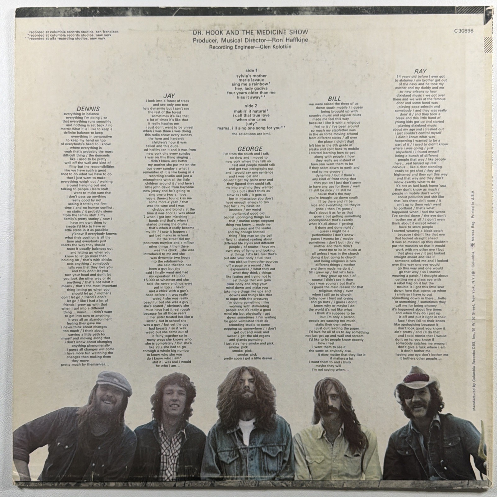 Doctor Hook - Dr. Hook And The Medicine Show LP Columbia C 30898 VG+ 1972 - Image 2
