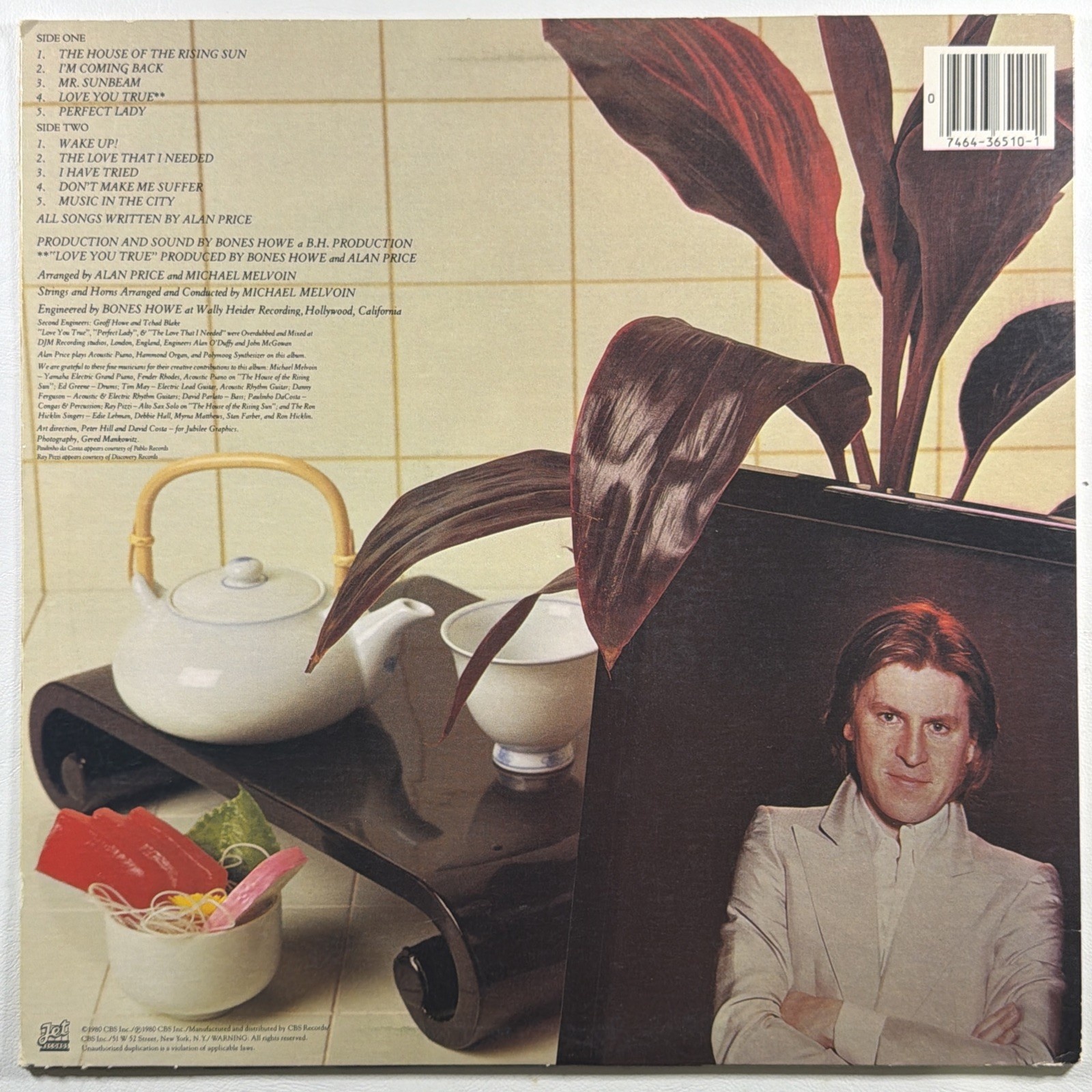 Alan Price - Rising Sun LP Jet Records NJZ 36510 NM 1980 Pop Rock - Image 2