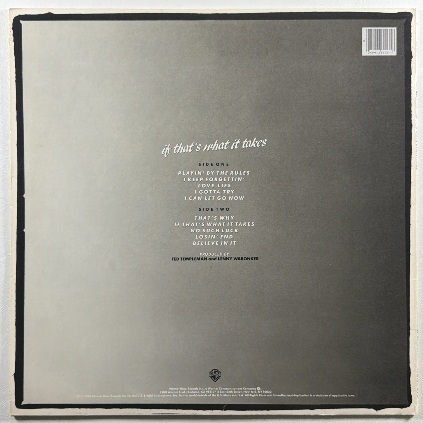 Michael McDonald - If That's What It Takes LP Warner Bros. 1-23703 VG+ 1982 - Image 2