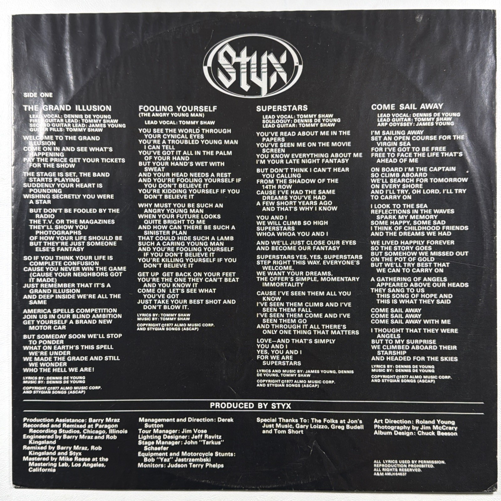 STYX - The Grand Illusion LP A&M AMLH 64637 EX 1977 Holland Come Sail Away - Image 3