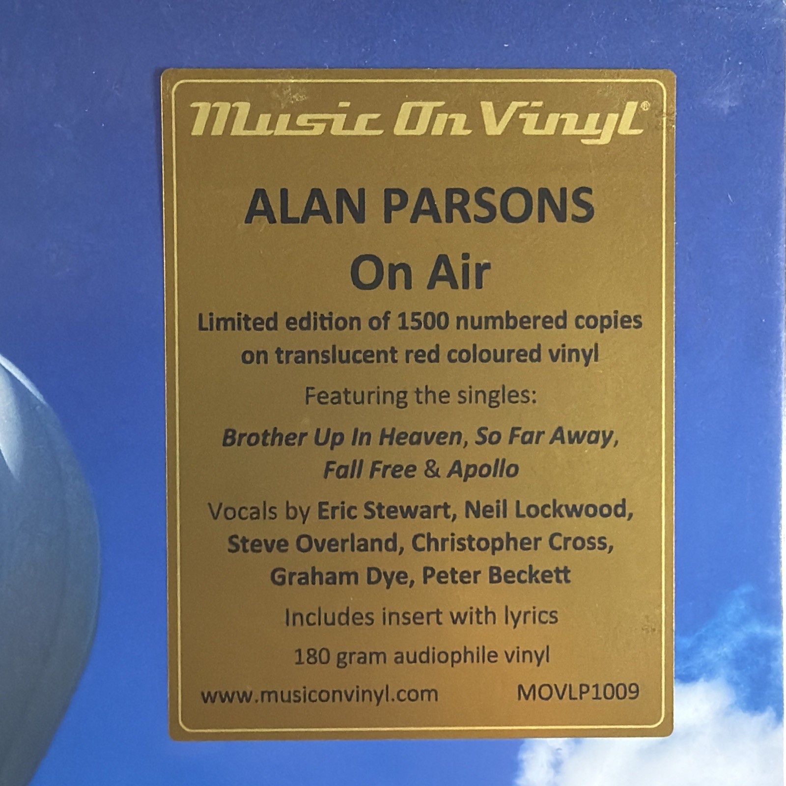 Alan Parsons - On Air LP MOVLP1009 Sealed Ltd Ed 212/1500 Red 180g Netherlands - Image 2