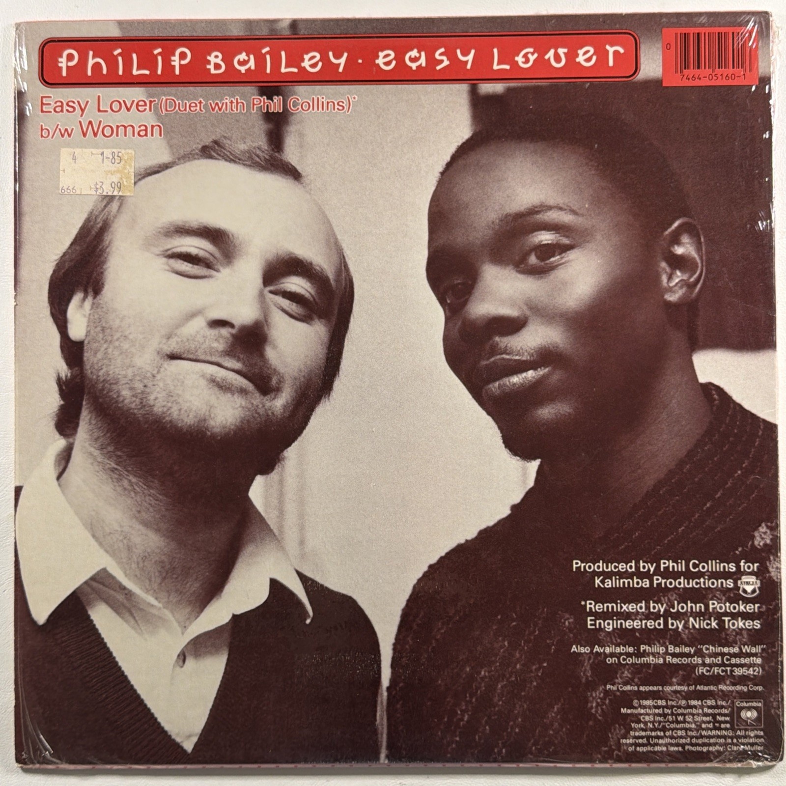 Philip Bailey Ft. Phil Collins - Easy Lover 12" Single Ext. Dance Remix EX 1985 - Image 2