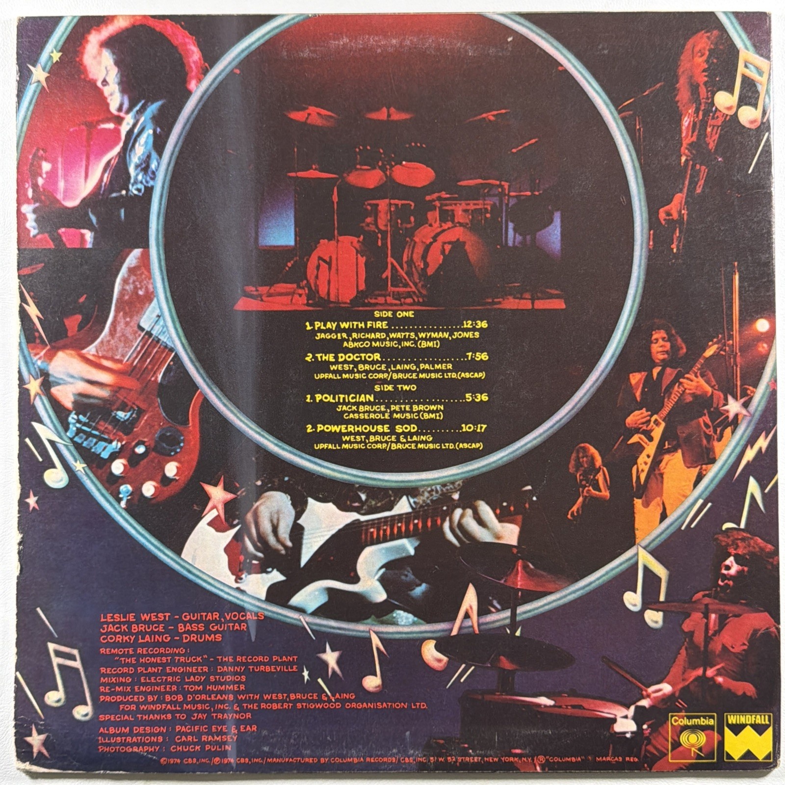 West, Bruce & Laing - Live 'N' Kickin' LP Columbia Records KC 32899 VG+ 1974 - Image 2