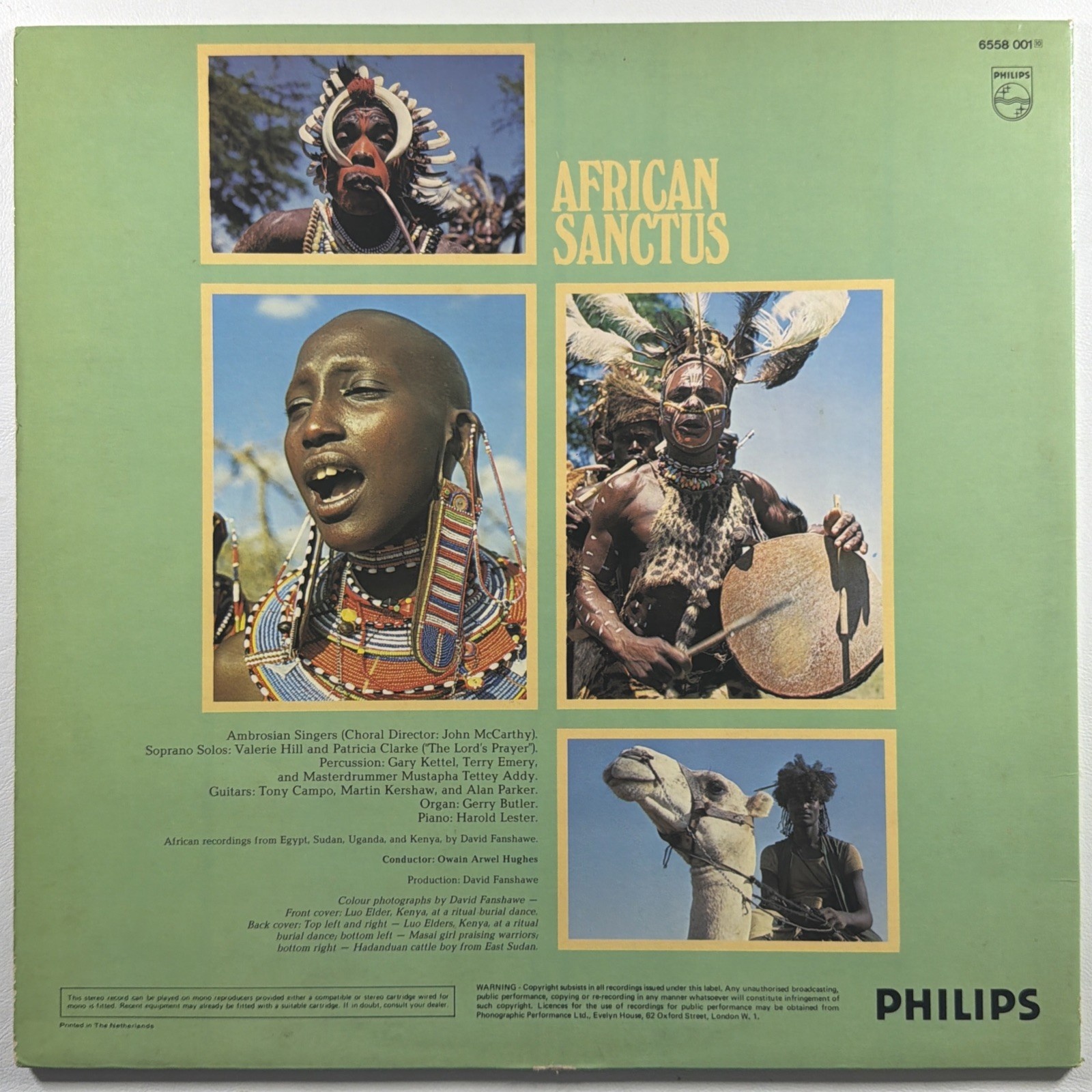 David Fanshawe - African Sanctus LP 6558 001 EX Gate 1975 Netherlands Insert - Image 2