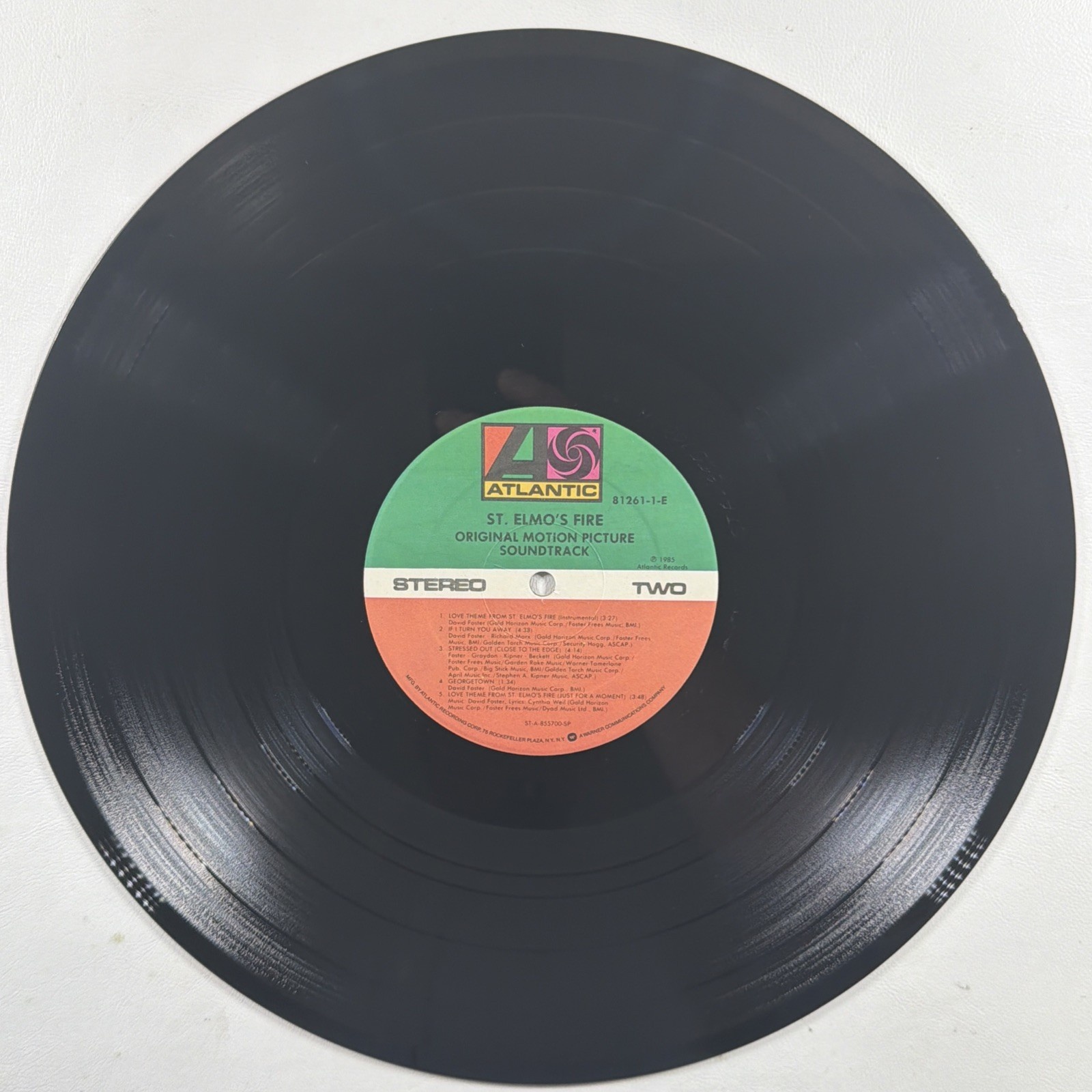 St. Elmo's Fire Soundtrack LP Atlantic 81261-1E EX 1985 Shrinkwrap - Image 4
