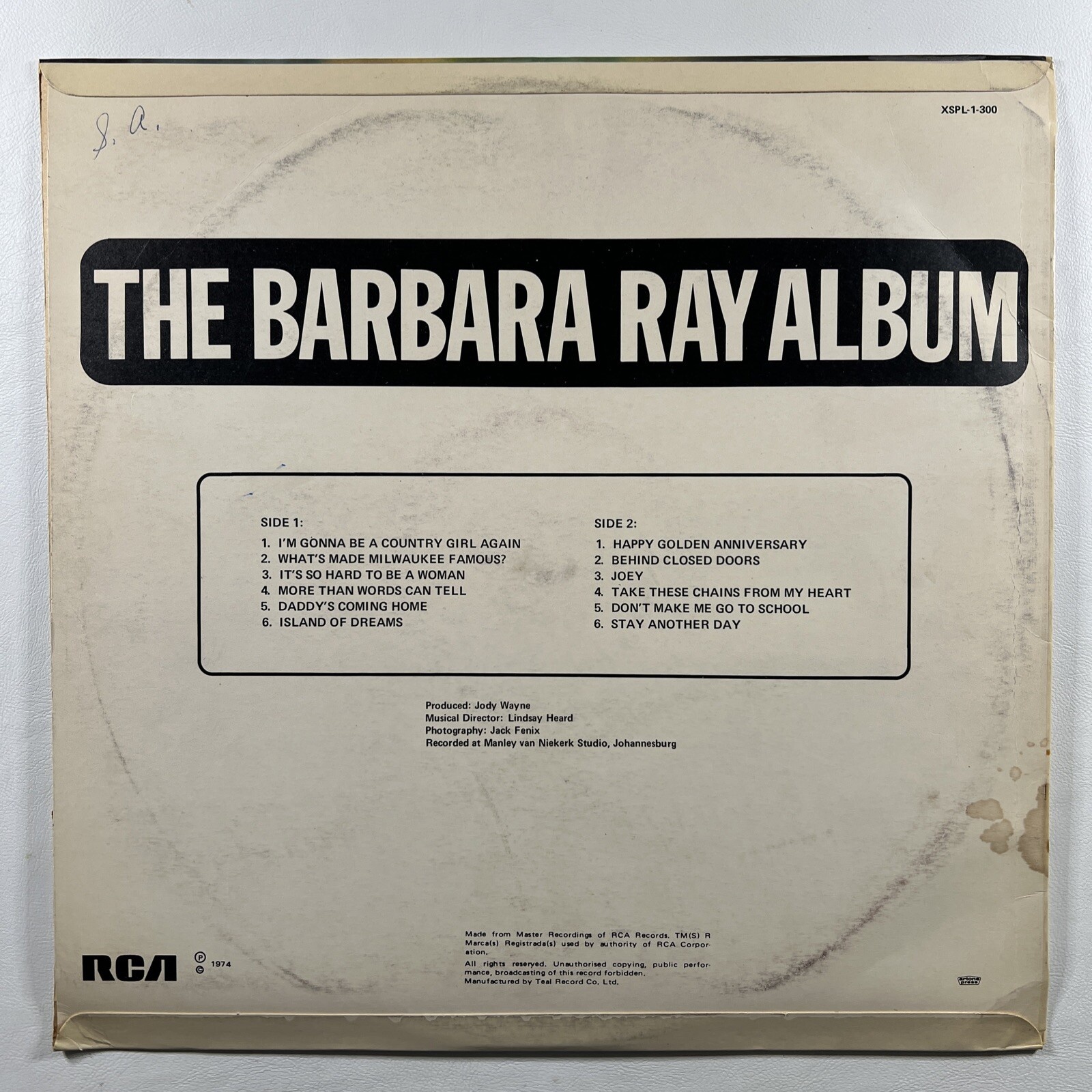 Barbara Ray - The Barbara Ray Album LP RCA XSPL-1-300 EX S. Africa 1974 Rare - Image 2