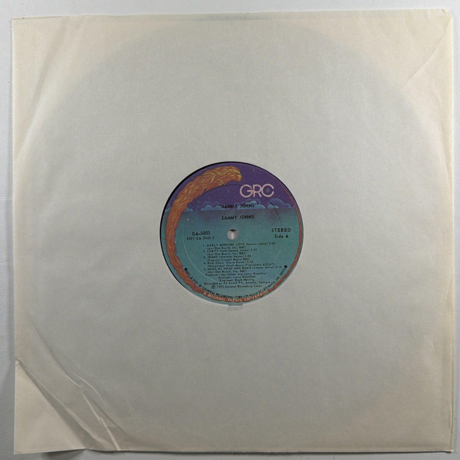 Sammy Johns - Chevy Van LP GRC Records GA-5003 EX 1973 Rock Early Morning Love - Image 3
