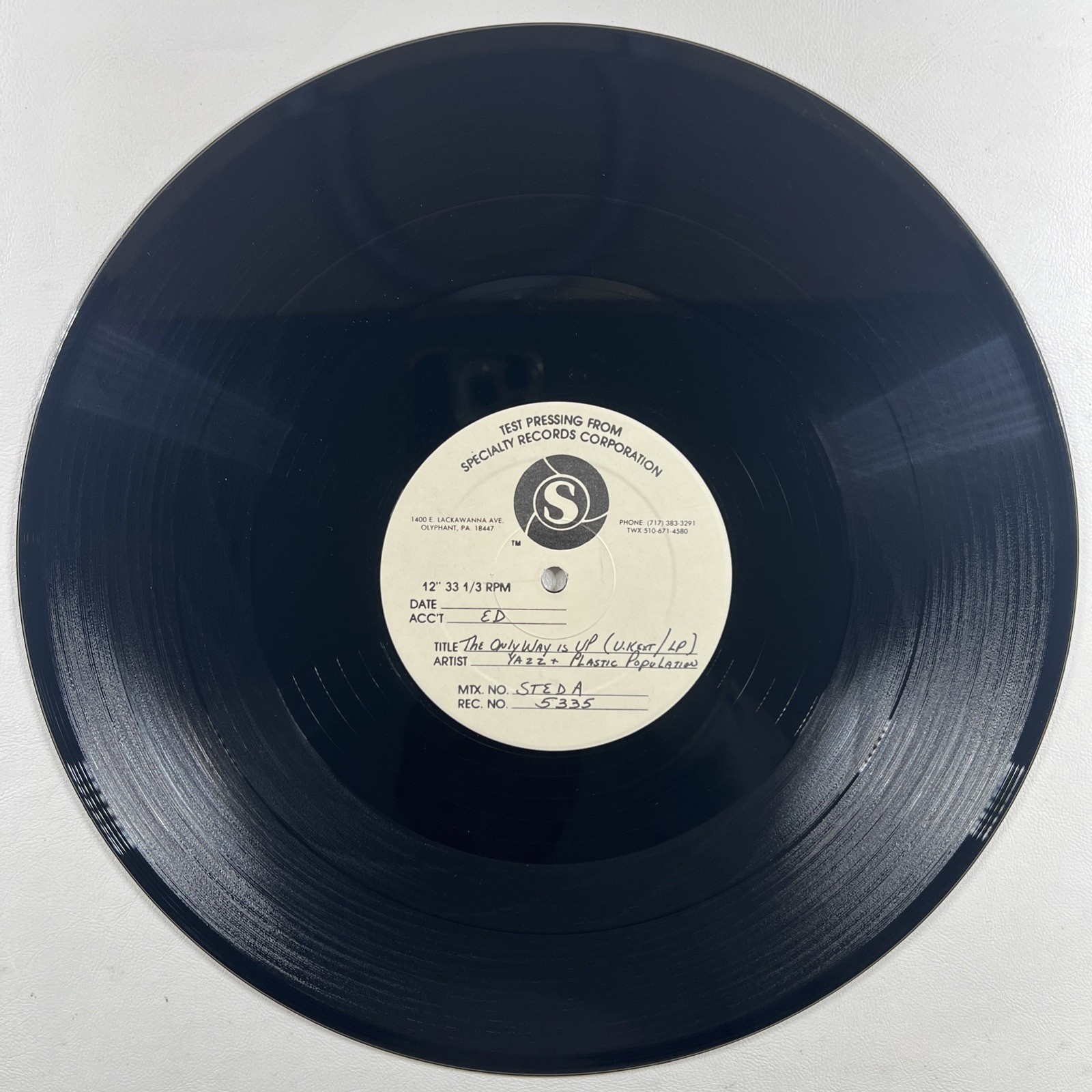 YAZZ & The Plastic Population - The Only Way Is Up TEST PRESSING EX 12" Single - Image 6