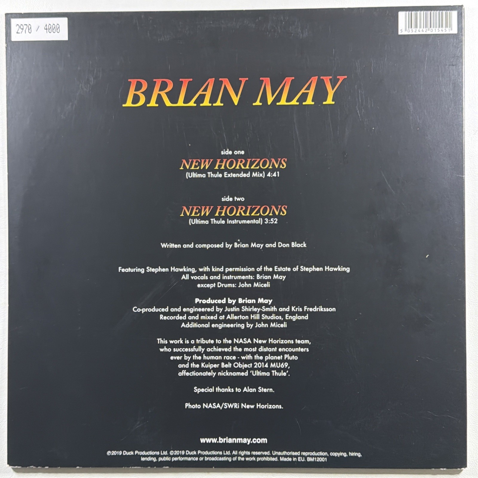 Brian May – New Horizons LP Duck BM12001 NM 2970/4k Stephen Hawking RSD 2019 UK - Image 2