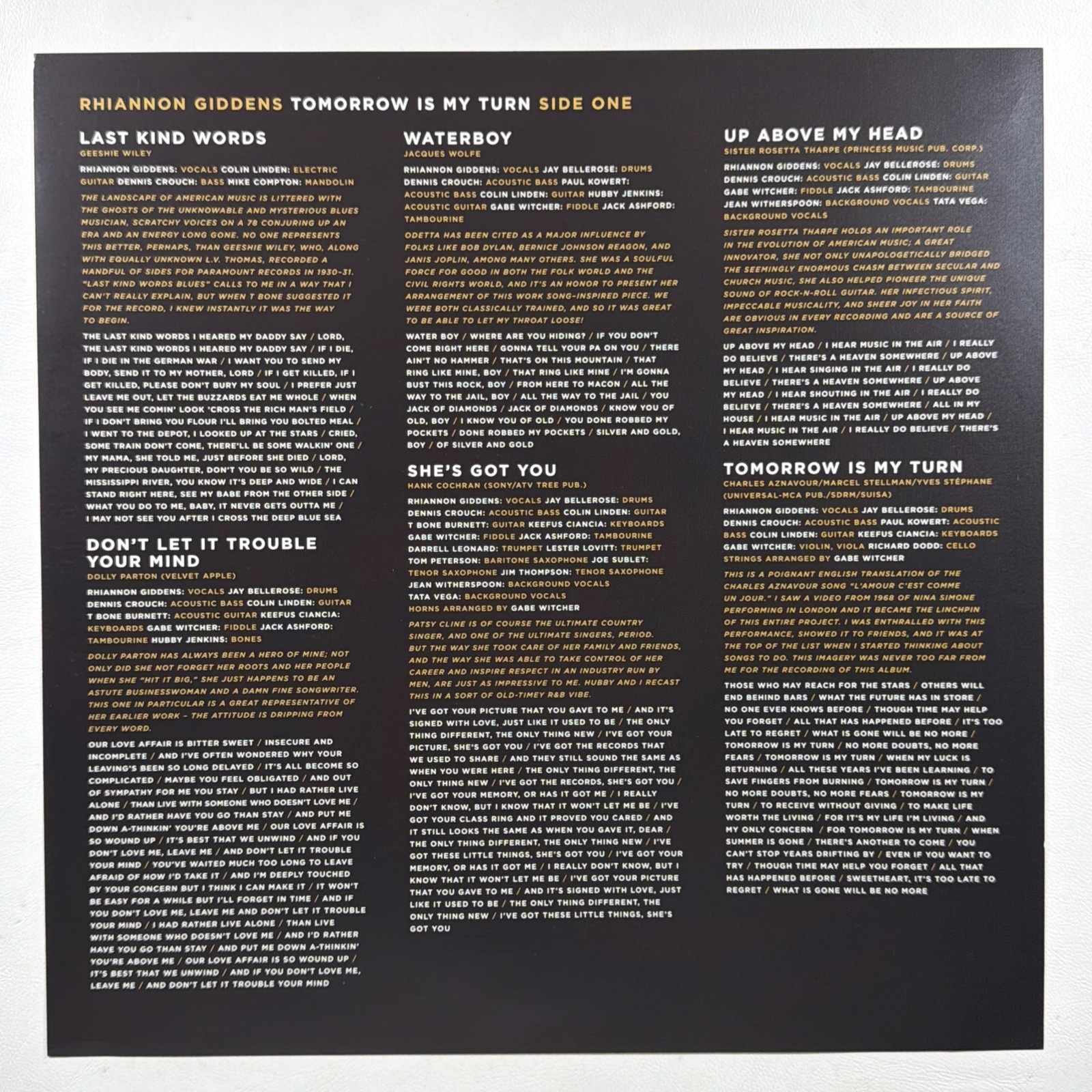 Rhiannon Giddens - Tomorrow Is My Turn LP Nonesuch NM w/Sealed CD Autographed - Image 7