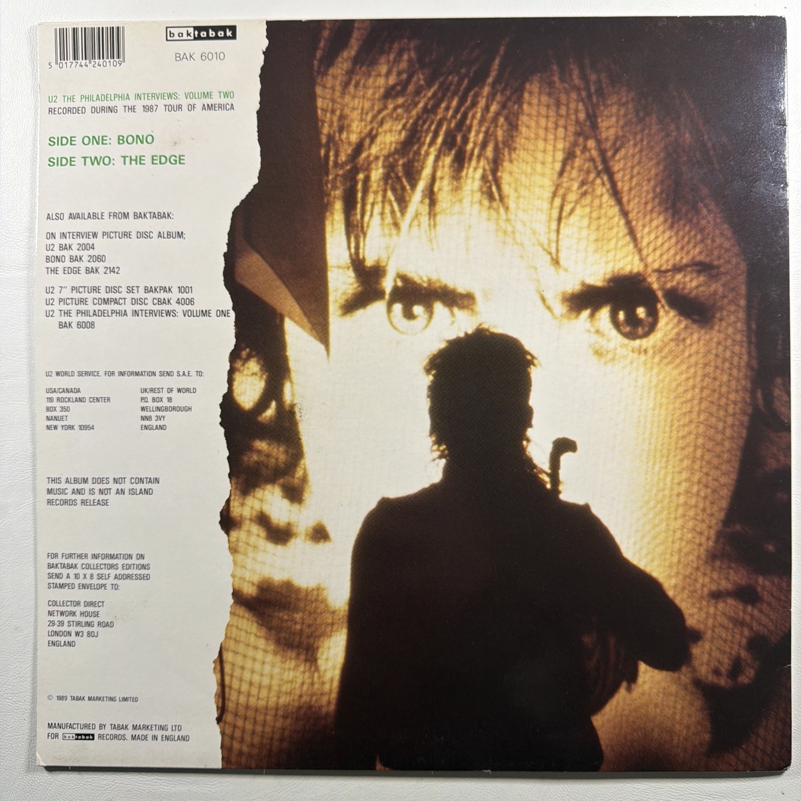 U2 - The Philadelphia Interviews: Volume Two LP Tabak Green 1989 NM UK - Image 2