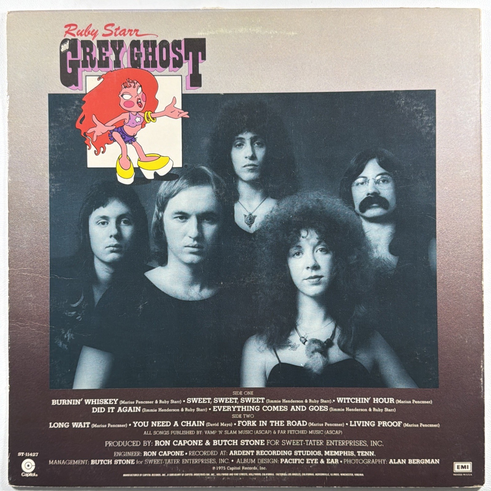 Ruby Starr And Grey Ghost LP Capitol ST-11427 VG+ 1975 - Image 2