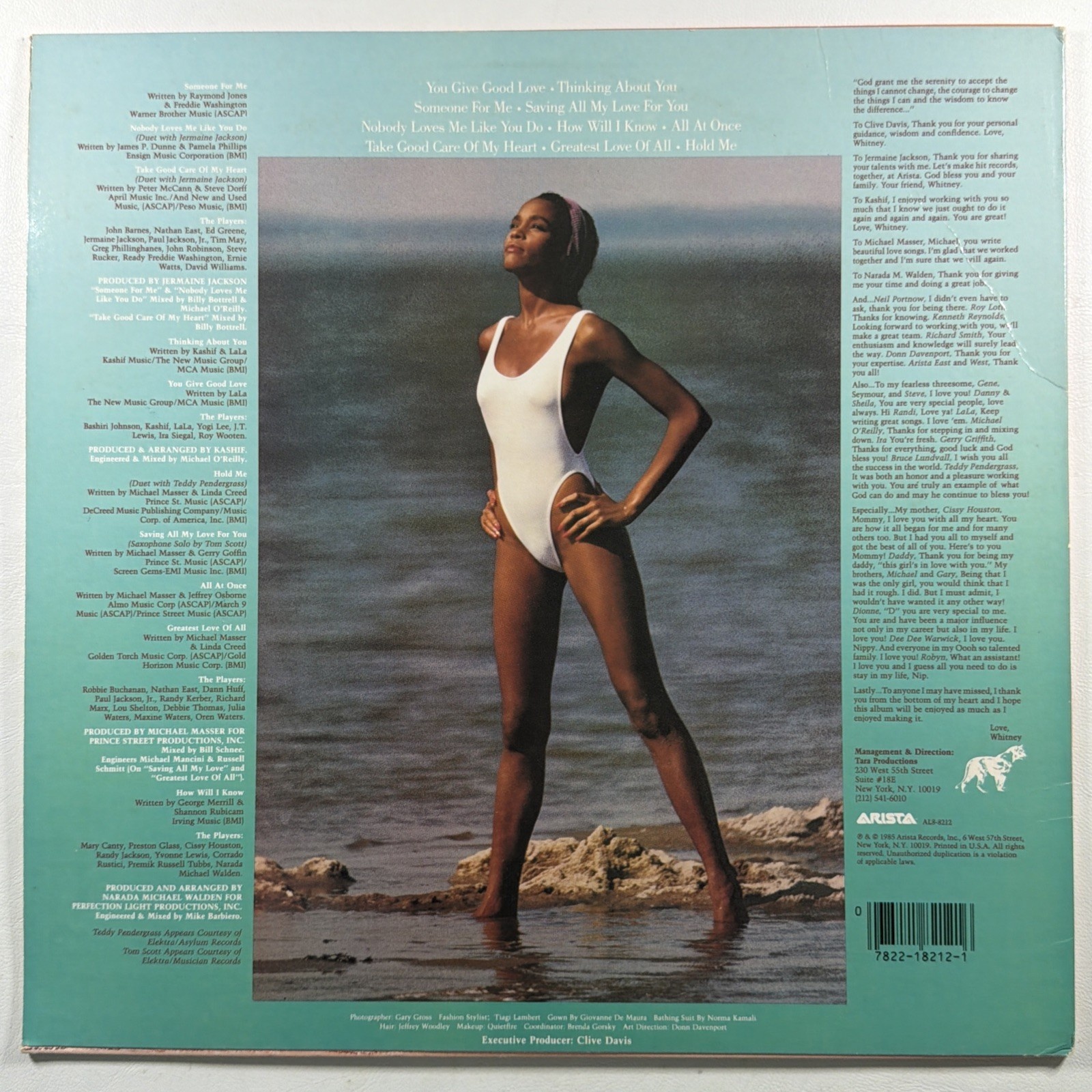 Whitney Houston - Self-Titled LP Arista AL8-8212 EX 1985 You Give Good Love - Image 2