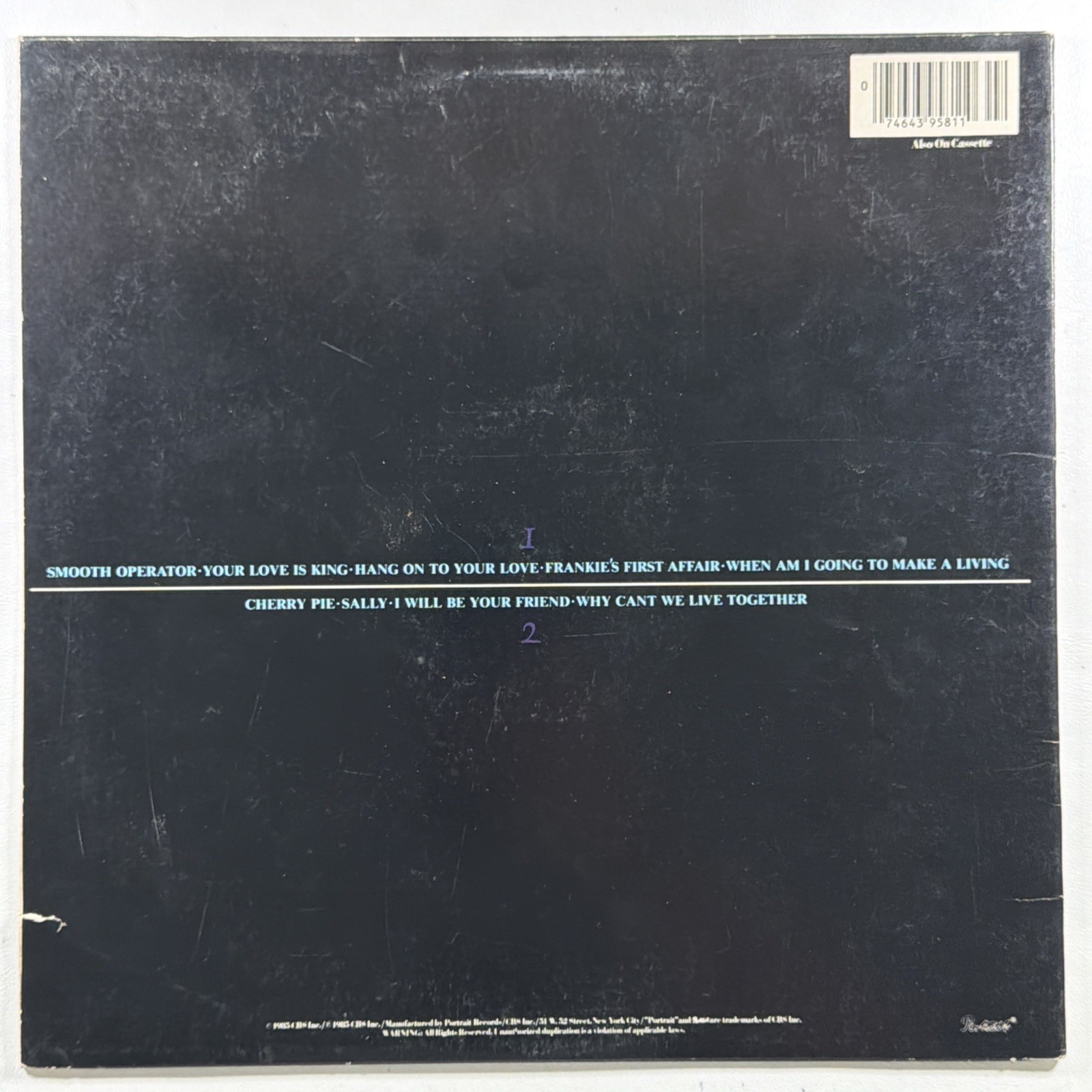Sade Diamond Life LP Portrait FR 39581 EX 1985 Smooth Operator Your Love Is King - Image 2