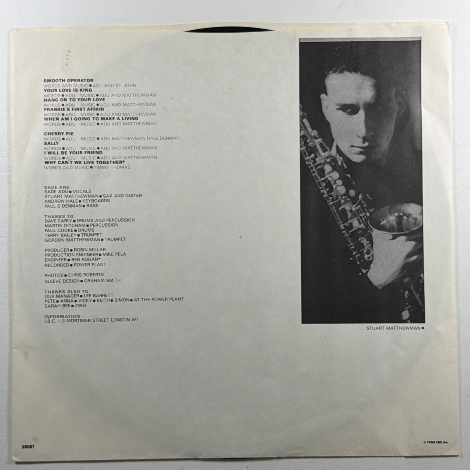 Sade Diamond Life LP Portrait FR 39581 EX 1985 Smooth Operator Your Love Is King - Image 3