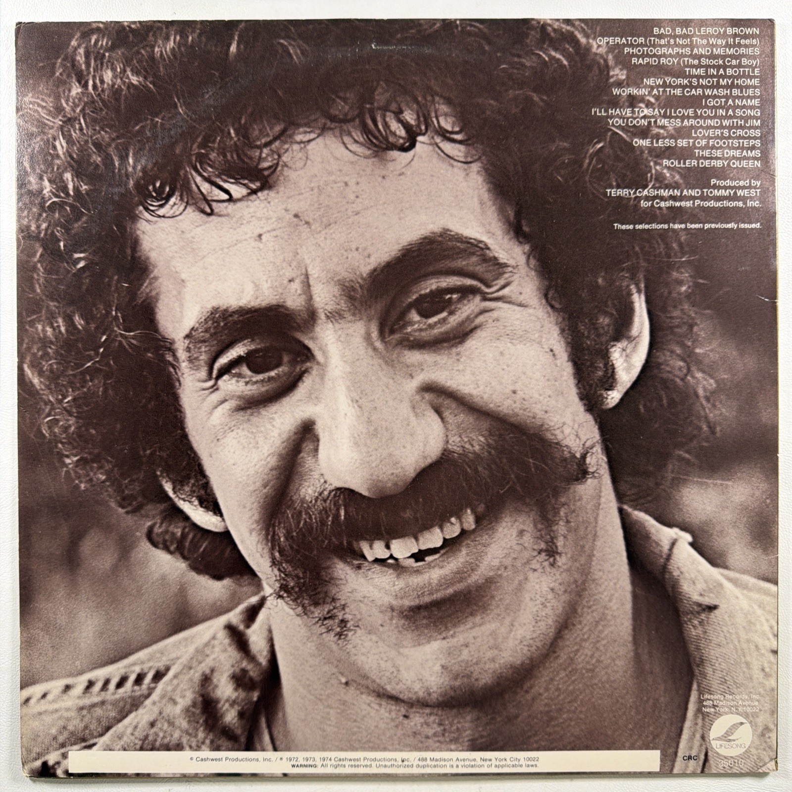 Jim Croce - Photographs & Memories Greatest Hits LP Lifesong 35010 VG+ 1974 - Image 2