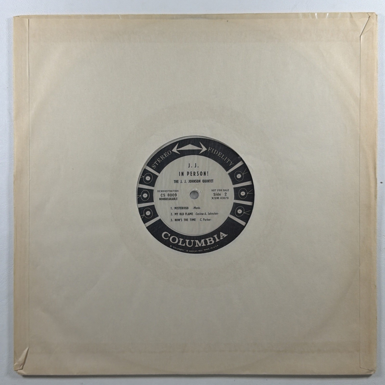 The J.J. Johnson Quintet – JJ In Person! Columbia CS 8009 VG White Promo 6-eye - Image 3