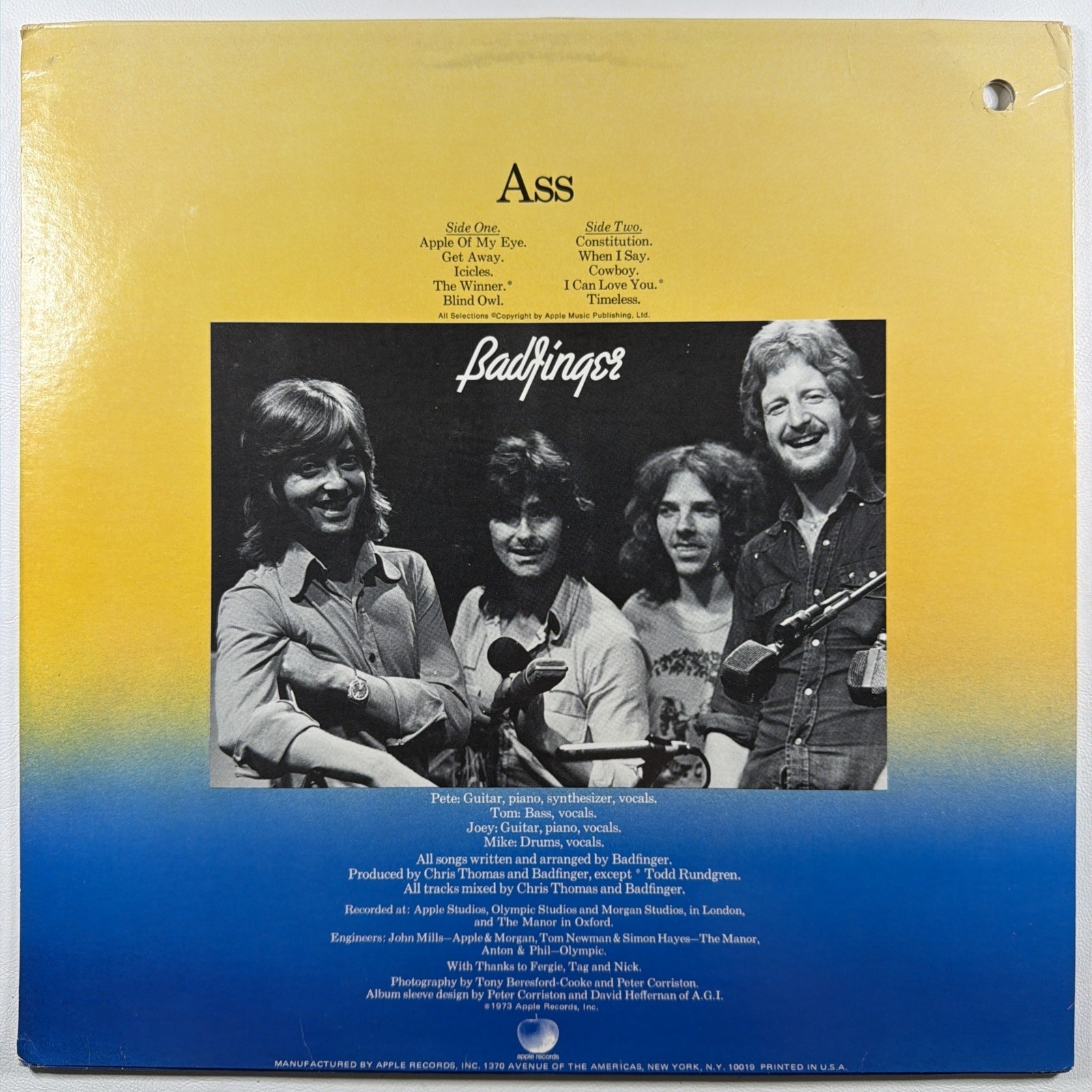 Badfinger - Ass LP Apple Records SW-3411 NM Promo 1973 - Image 2
